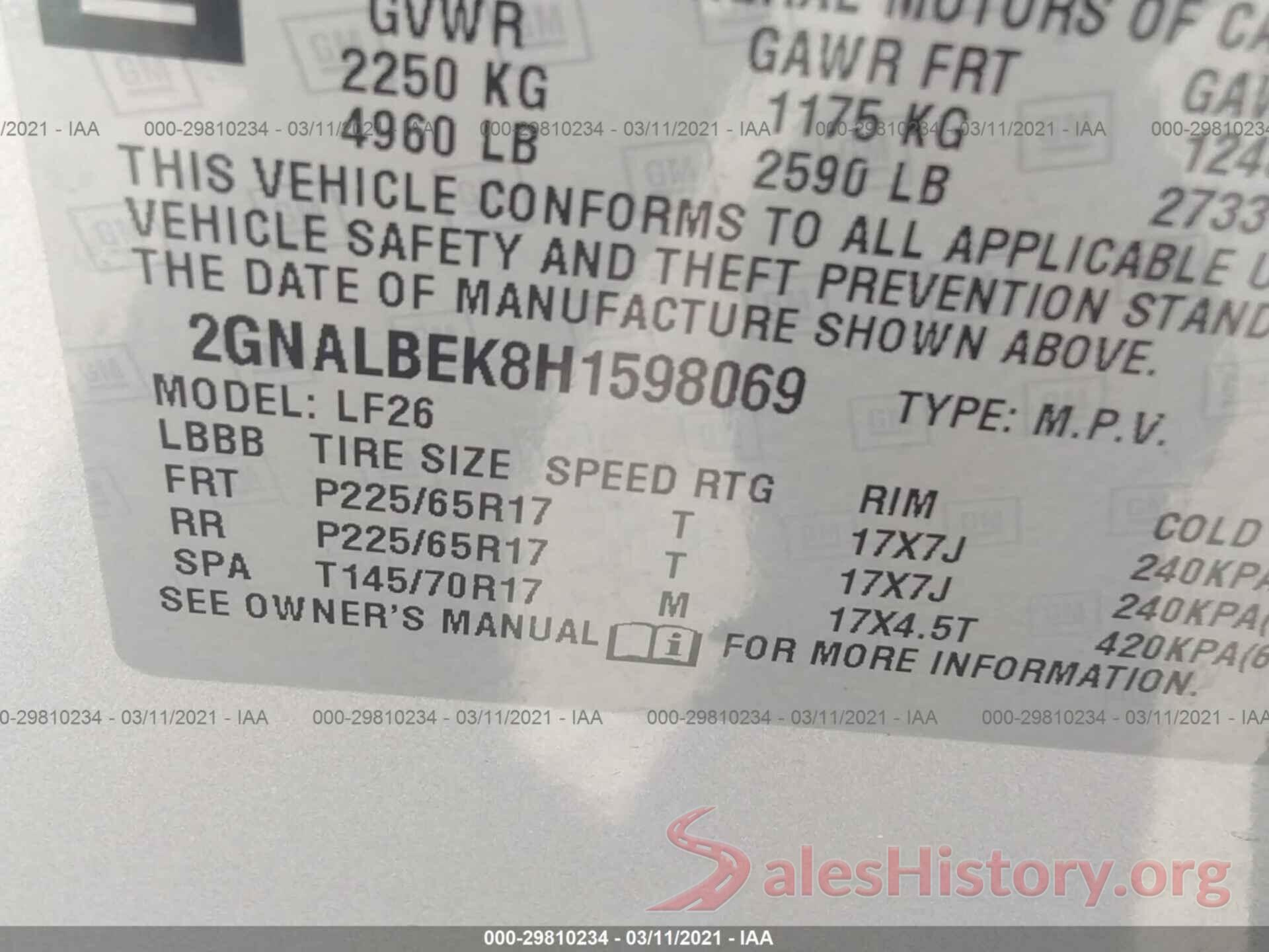 2GNALBEK8H1598069 2017 CHEVROLET EQUINOX