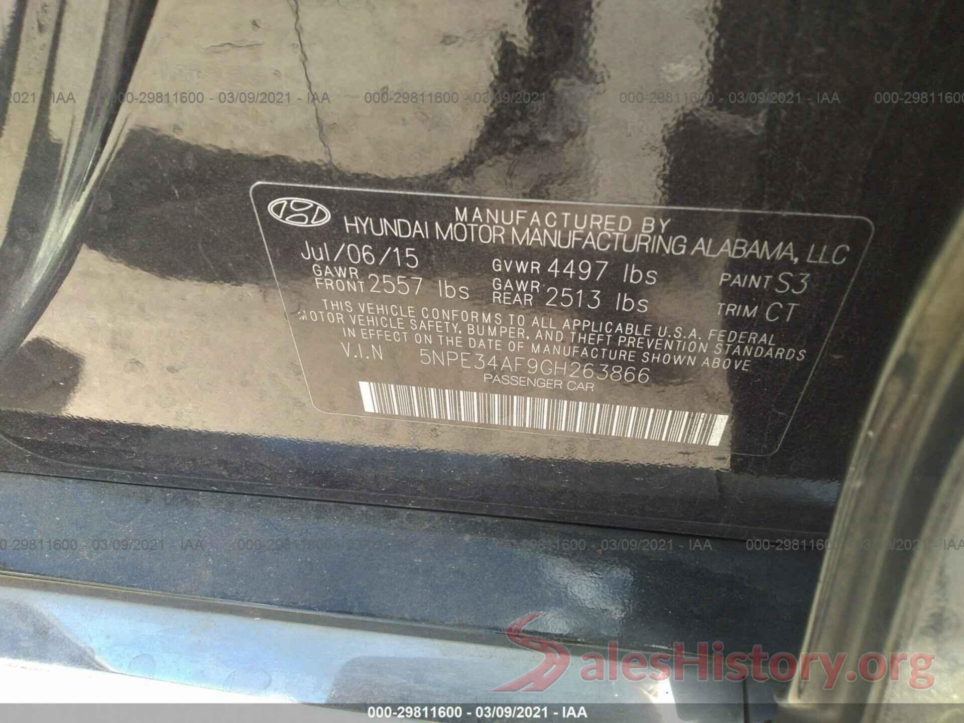 5NPE34AF9GH263866 2016 HYUNDAI SONATA