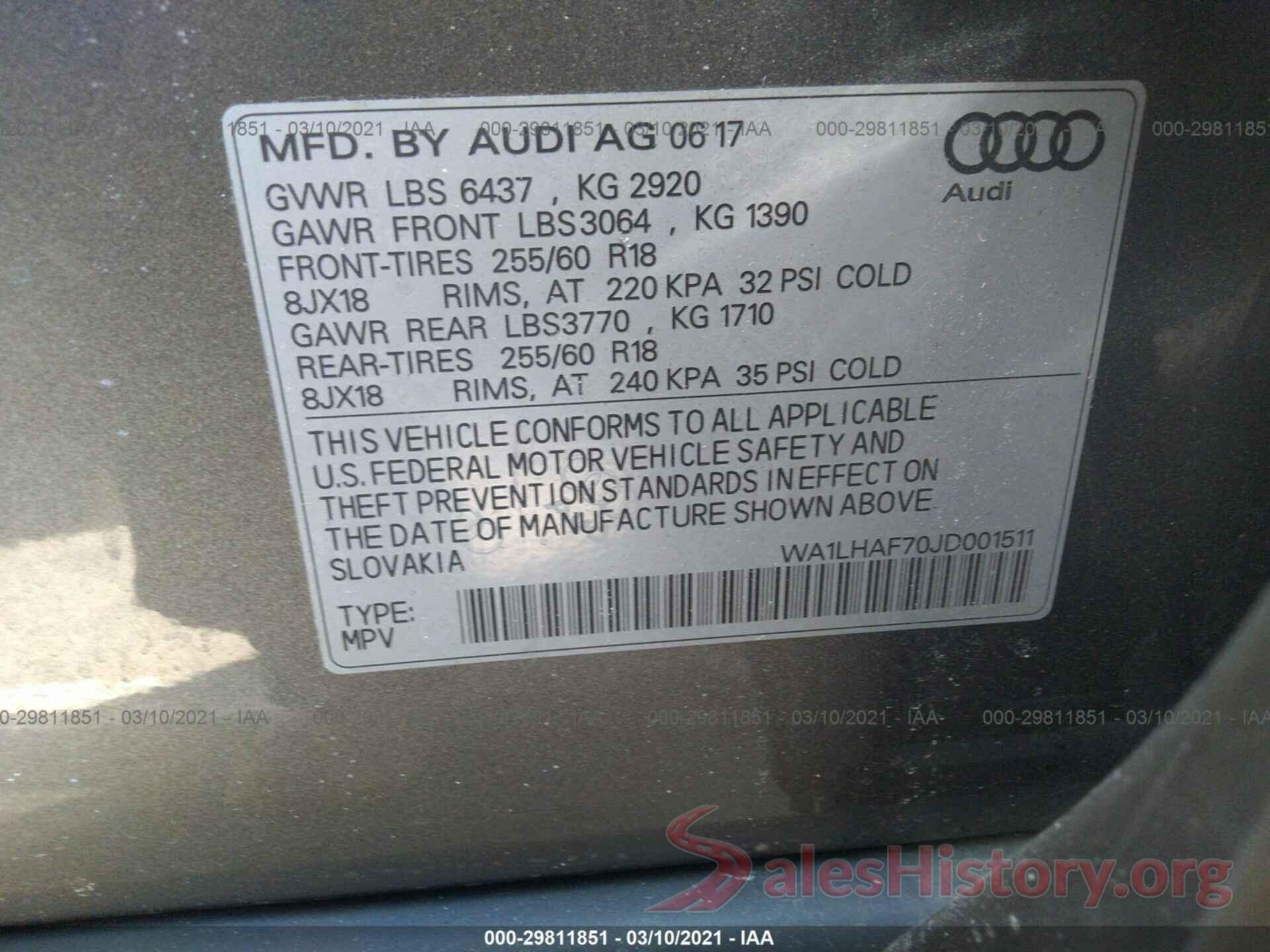 WA1LHAF70JD001511 2018 AUDI Q7