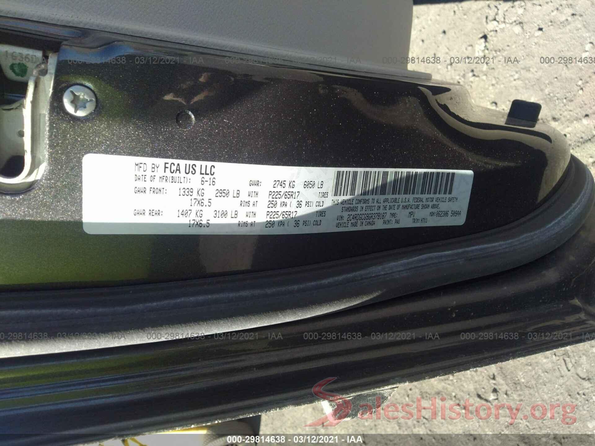 2C4RDGCG9GR379187 2016 DODGE GRAND CARAVAN