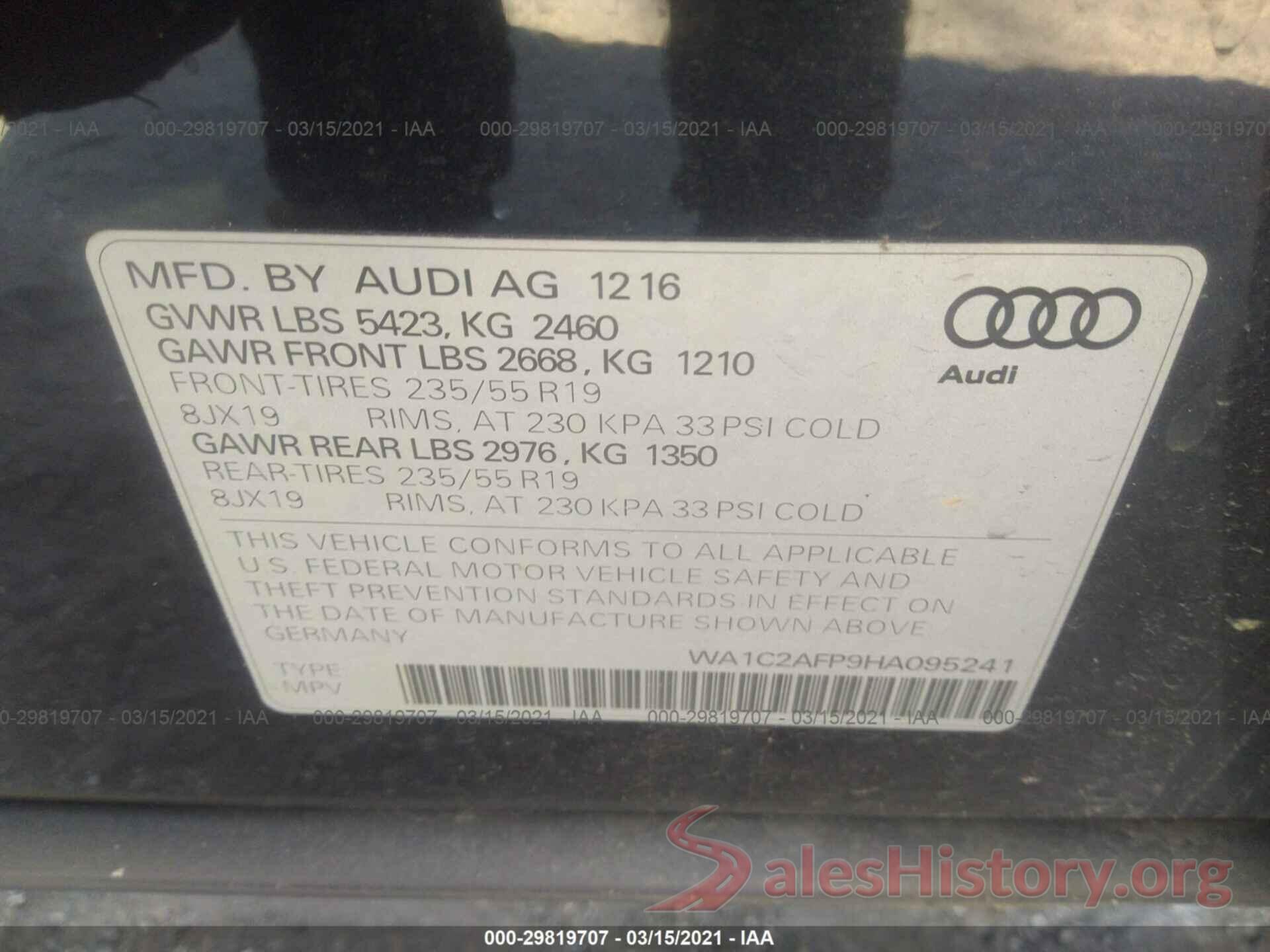 WA1C2AFP9HA095241 2017 AUDI Q5