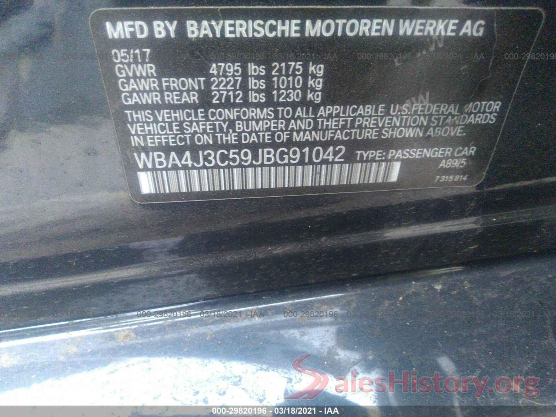 WBA4J3C59JBG91042 2018 BMW 4 SERIES