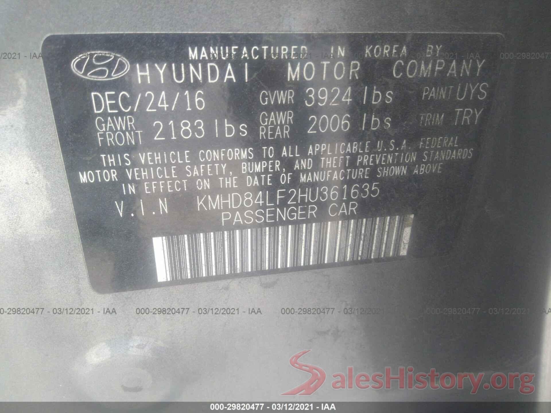 KMHD84LF2HU361635 2017 HYUNDAI ELANTRA