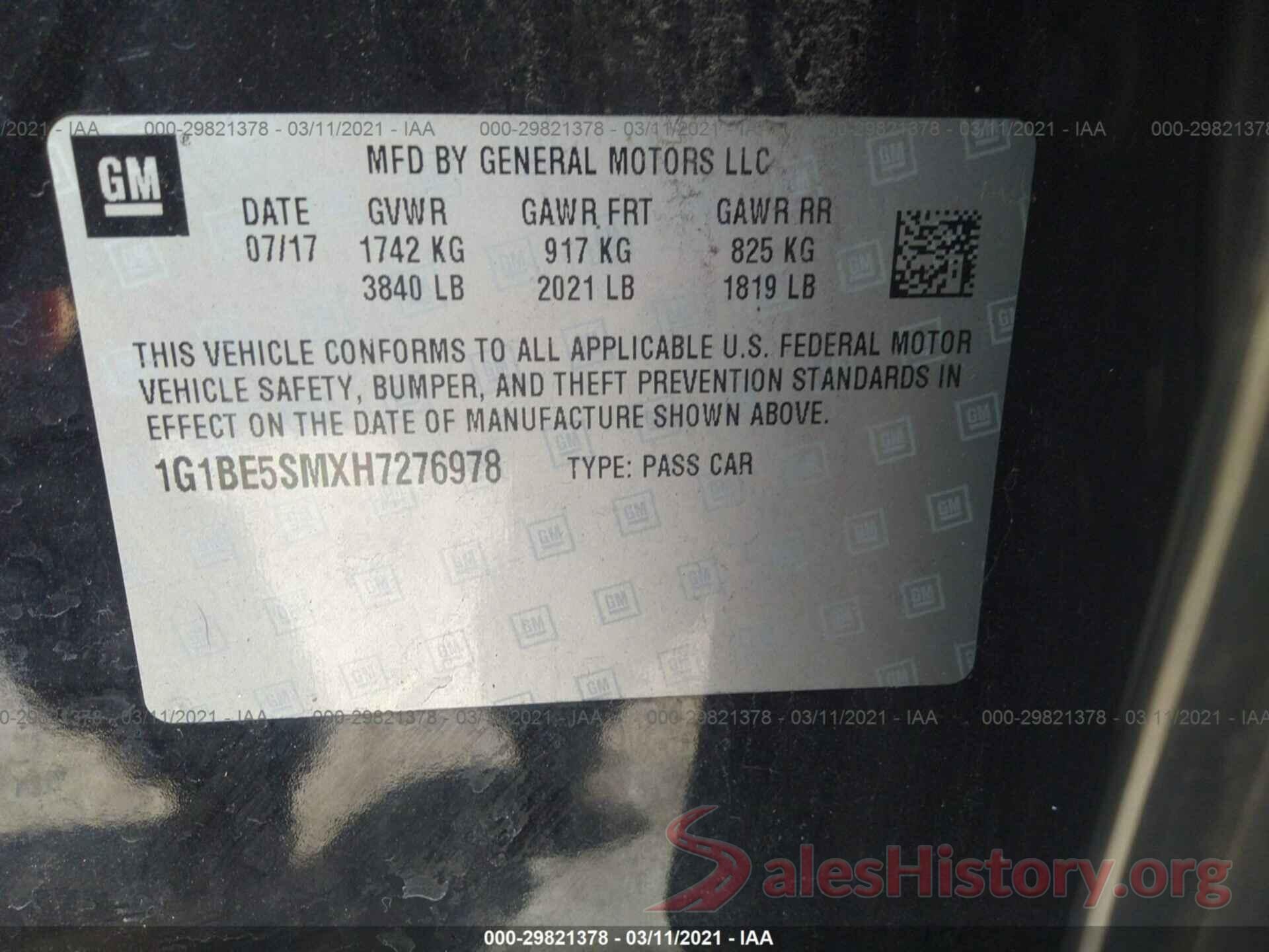 1G1BE5SMXH7276978 2017 CHEVROLET CRUZE