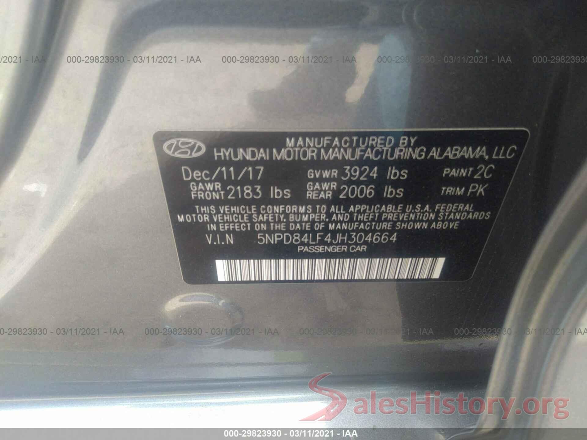 5NPD84LF4JH304664 2018 HYUNDAI ELANTRA