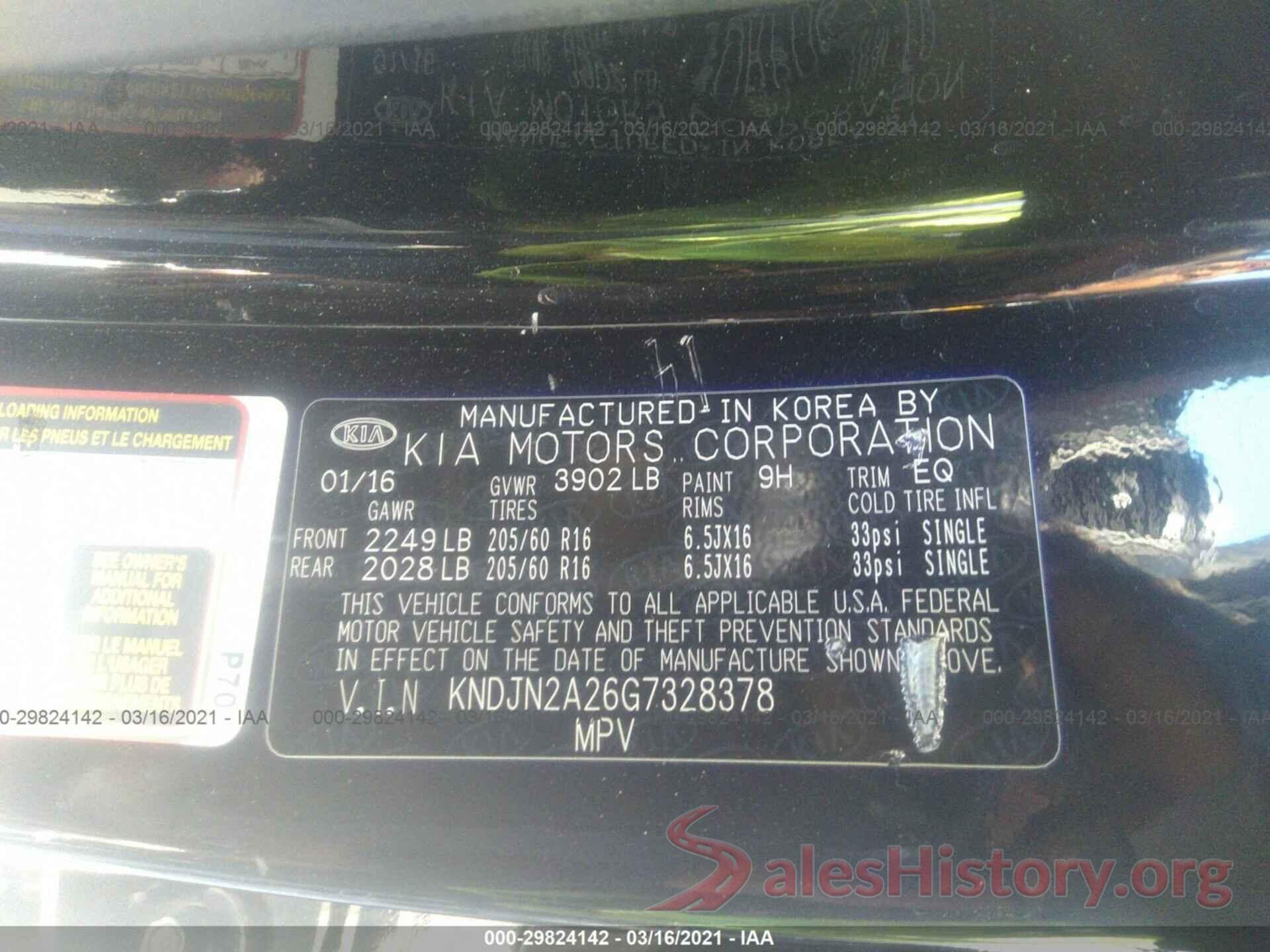 KNDJN2A26G7328378 2016 KIA SOUL