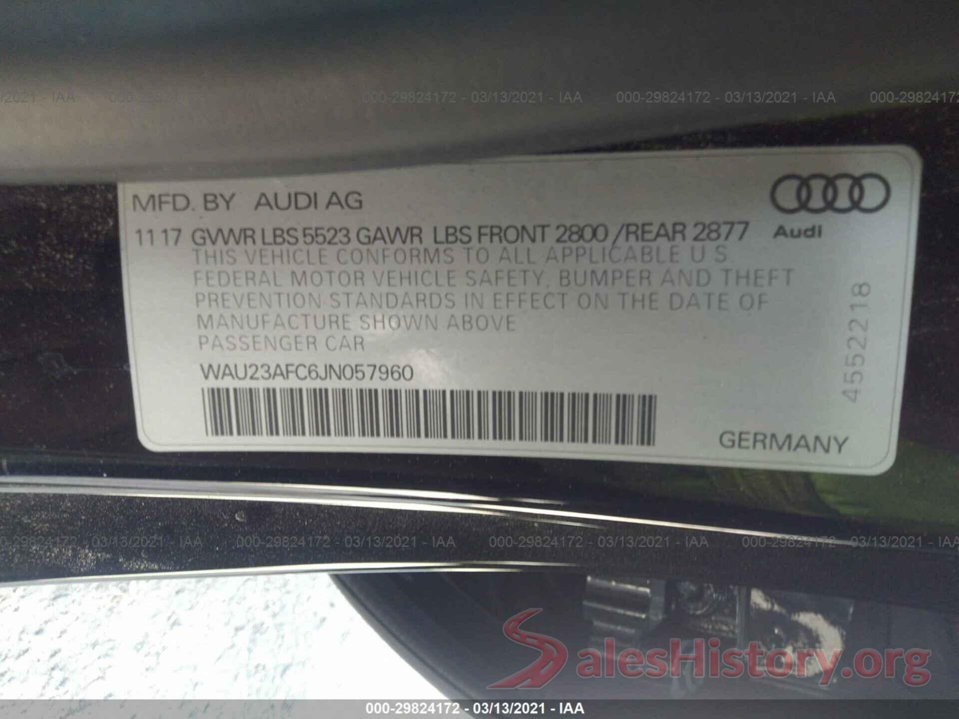 WAU23AFC6JN057960 2018 AUDI A7