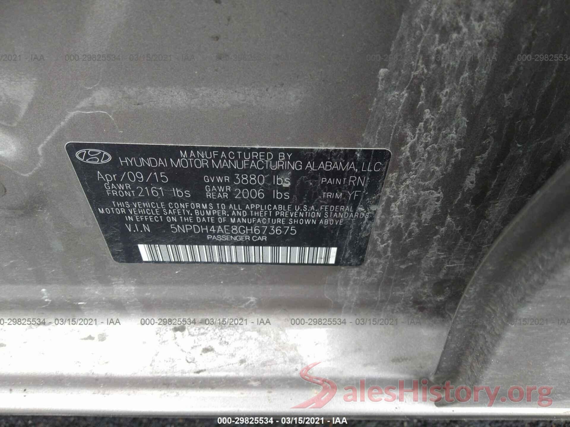 5NPDH4AE8GH673675 2016 HYUNDAI ELANTRA