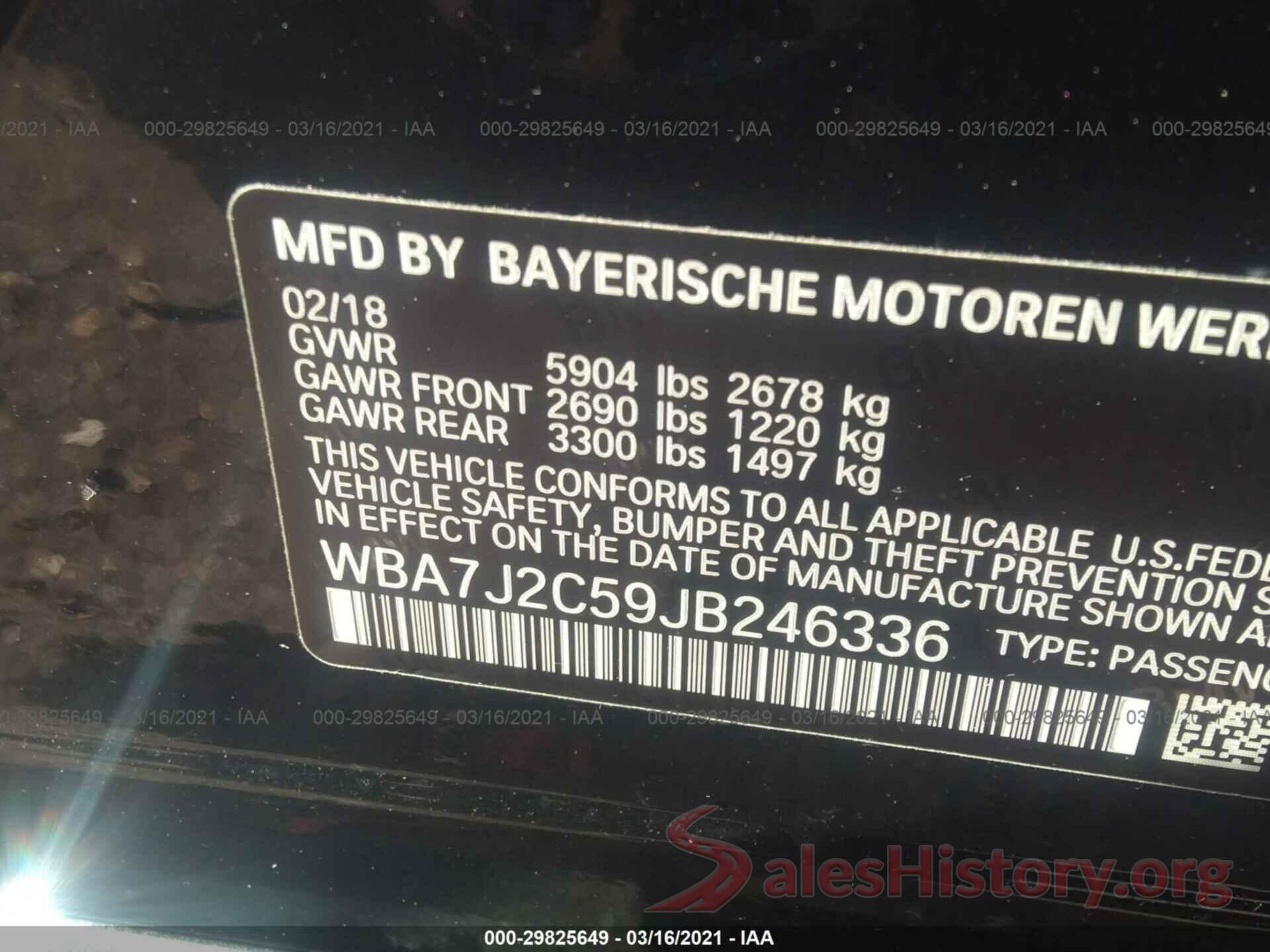 WBA7J2C59JB246336 2018 BMW 7 SERIES