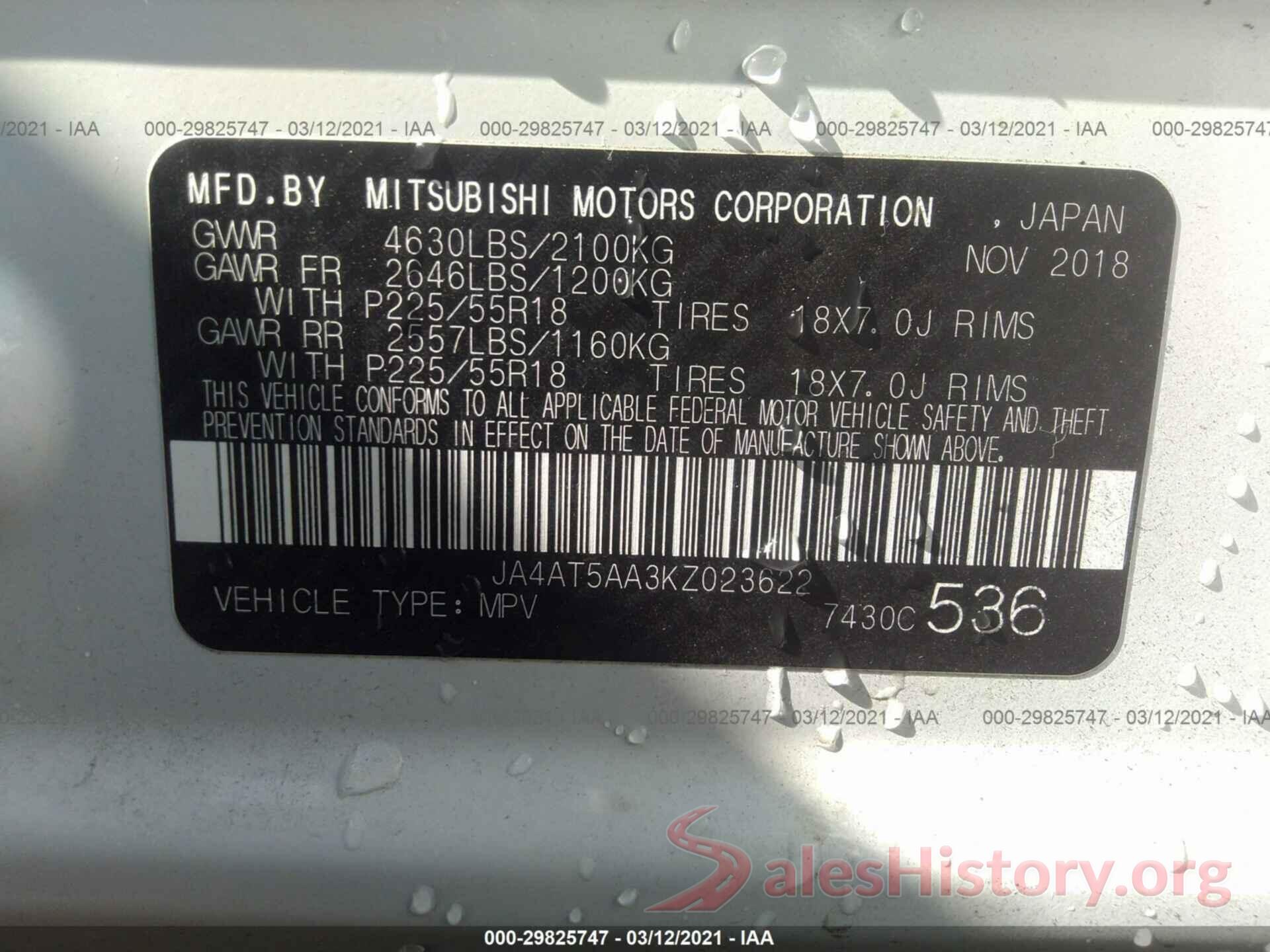 JA4AT5AA3KZ023622 2019 MITSUBISHI ECLIPSE CROSS