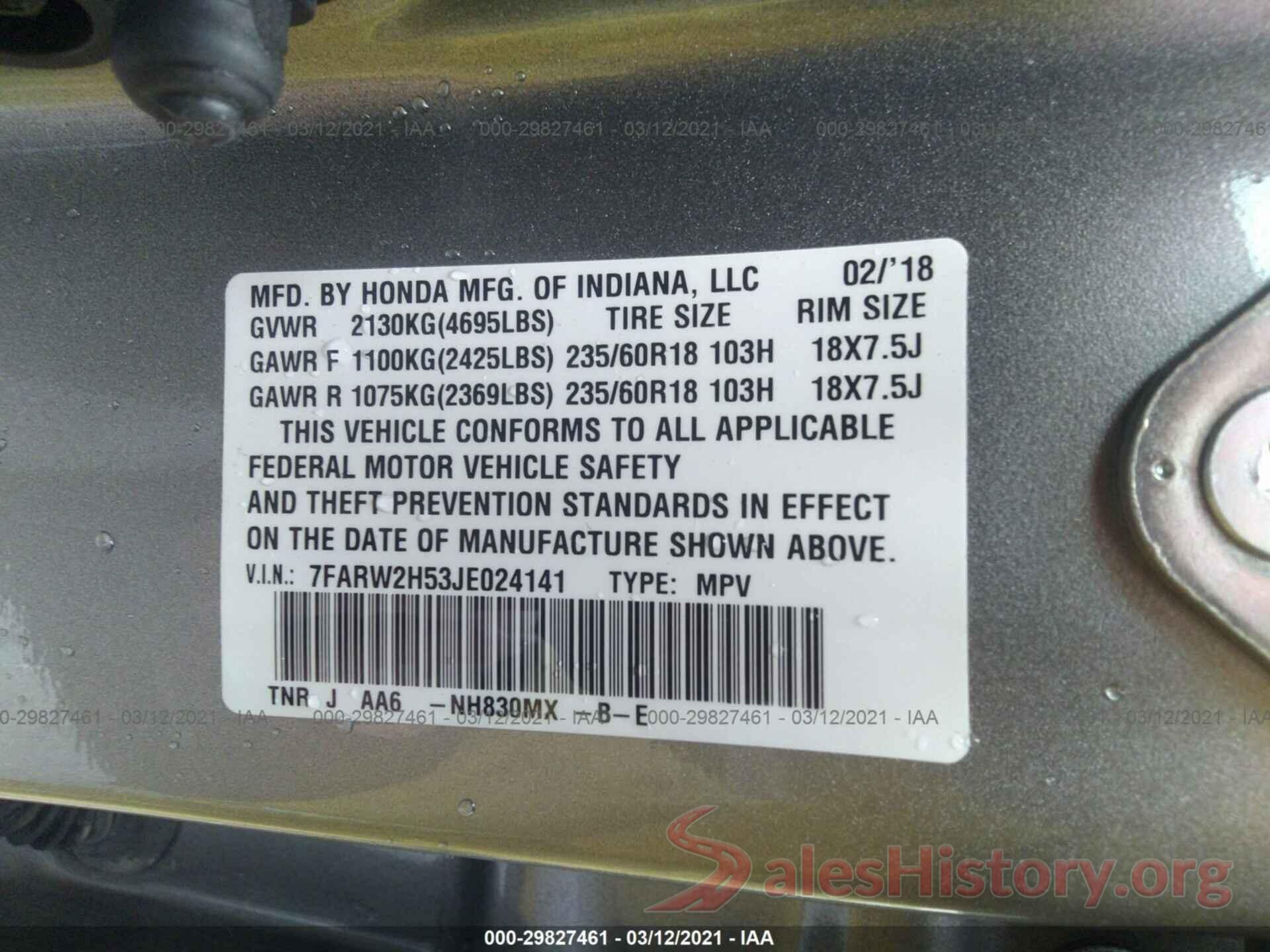 7FARW2H53JE024141 2018 HONDA CR-V