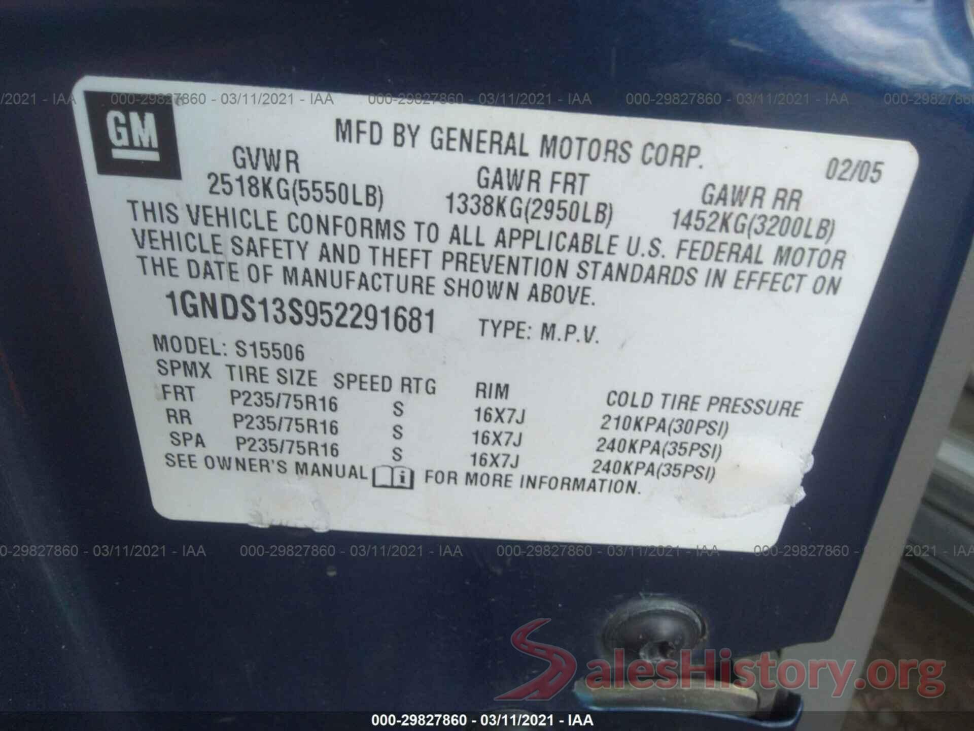 KMHD04LB4HU334621 2005 CHEVROLET TRAILBLAZER