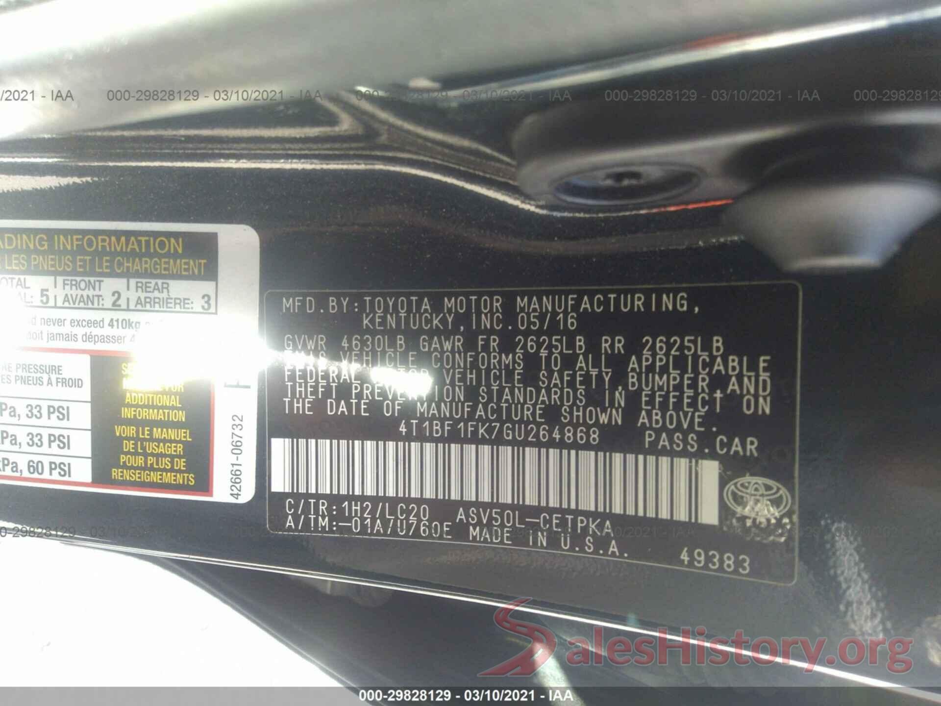 4T1BF1FK7GU264868 2016 TOYOTA CAMRY