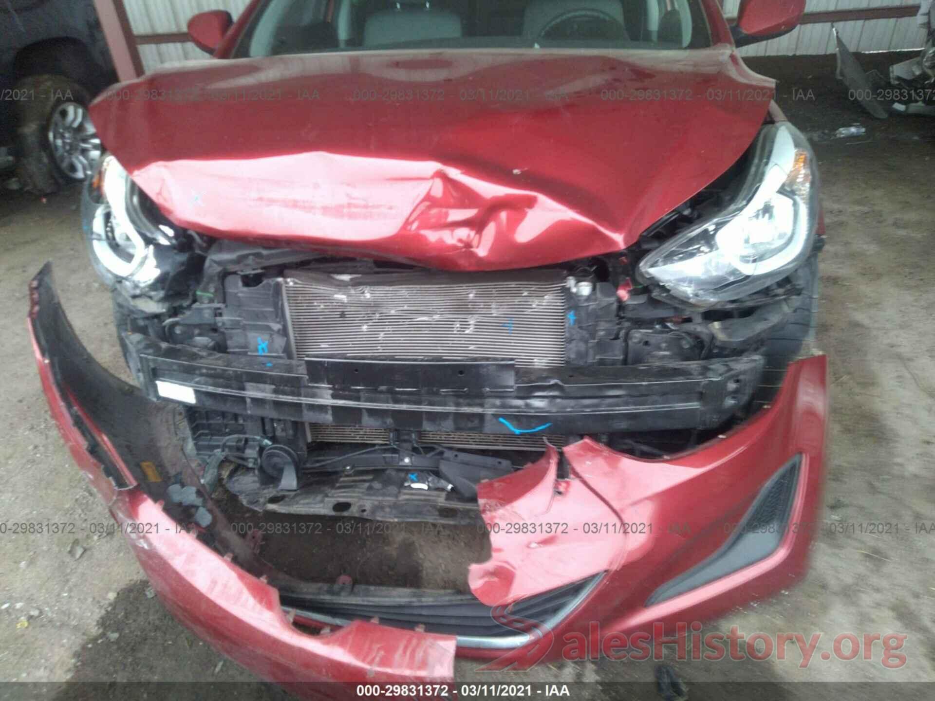 5NPDH4AE8GH761853 2016 HYUNDAI ELANTRA