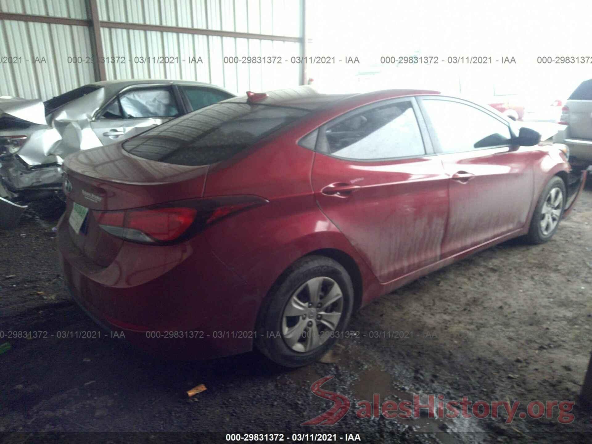 5NPDH4AE8GH761853 2016 HYUNDAI ELANTRA