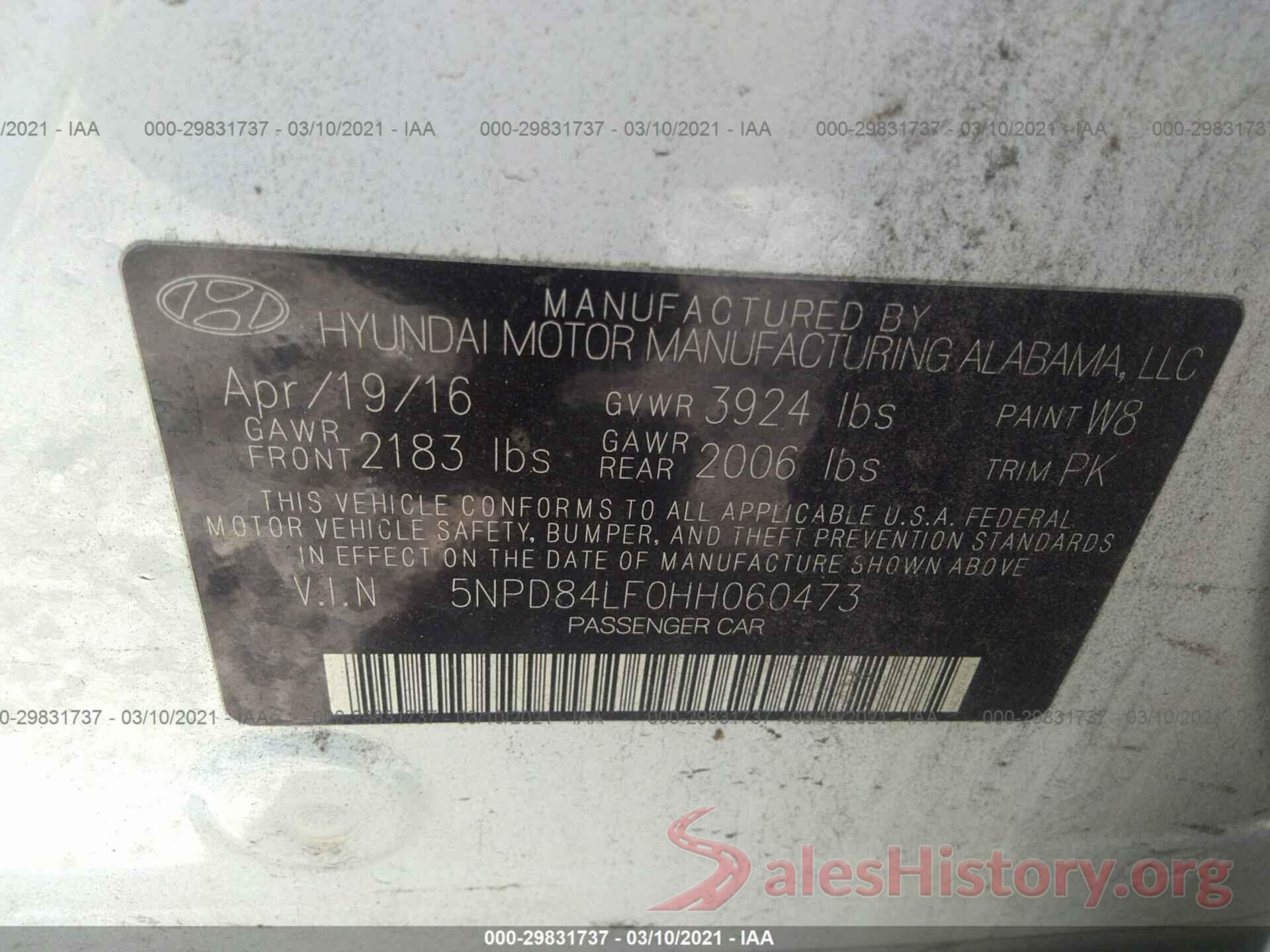 5NPD84LF0HH060473 2017 HYUNDAI ELANTRA