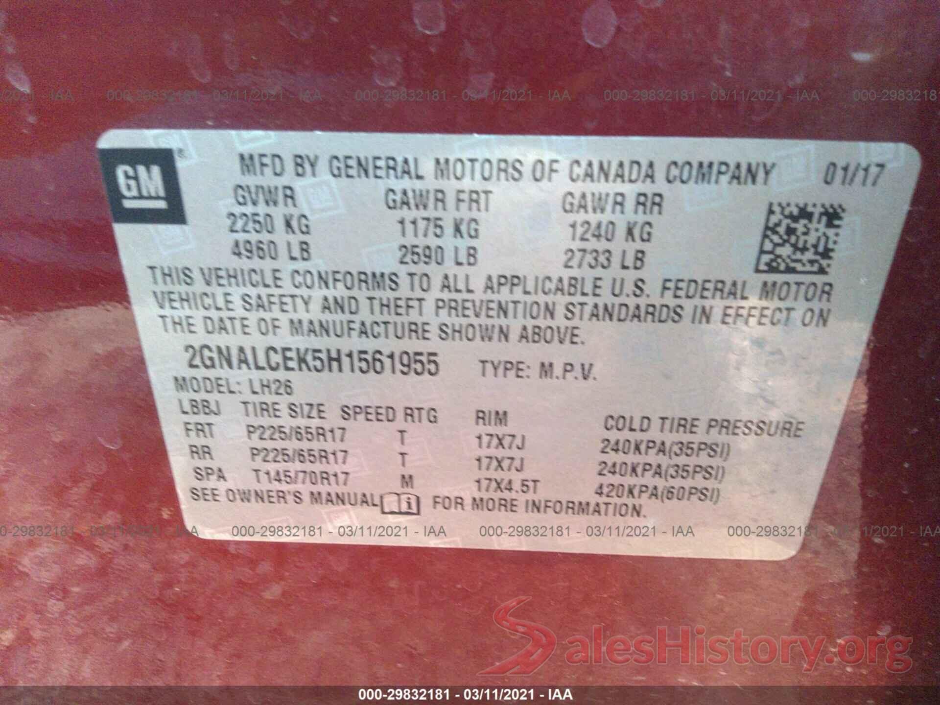 2GNALCEK5H1561955 2017 CHEVROLET EQUINOX