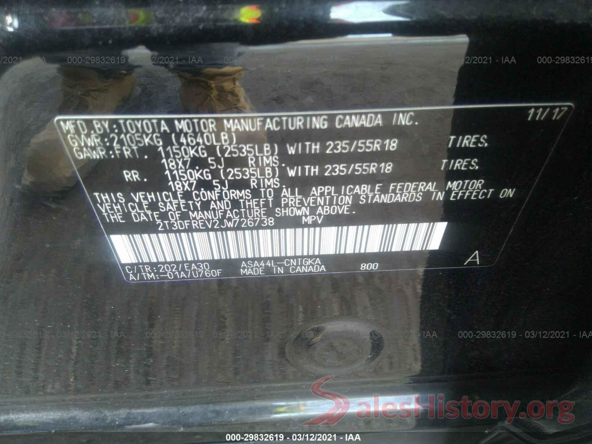 2T3DFREV2JW726738 2018 TOYOTA RAV4