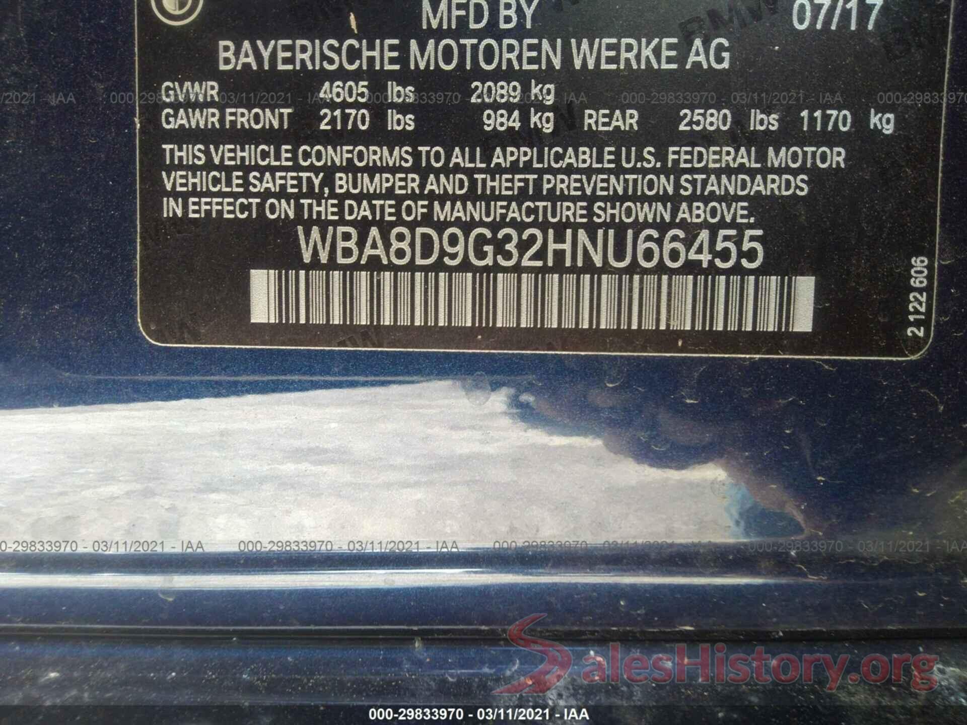 WBA8D9G32HNU66455 2017 BMW 3 SERIES