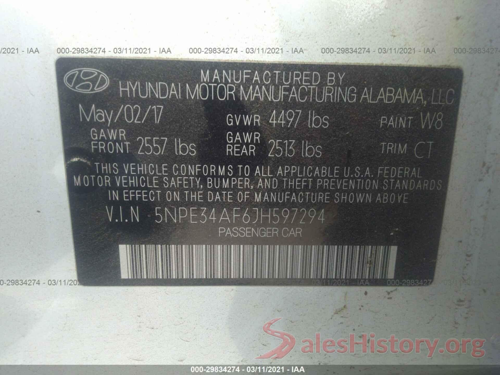 5NPE34AF6JH597294 2018 HYUNDAI SONATA