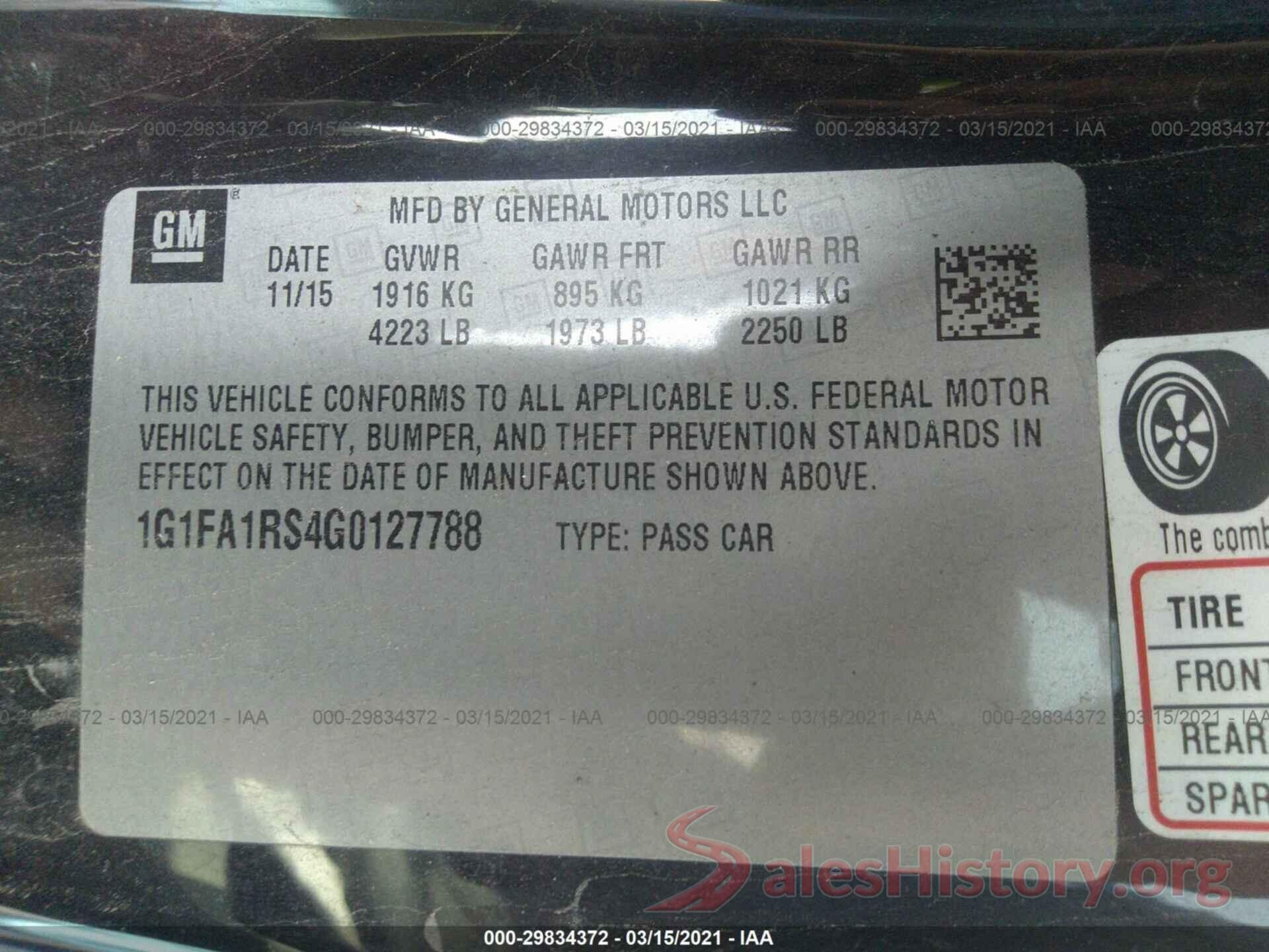 1G1FA1RS4G0127788 2016 CHEVROLET CAMARO