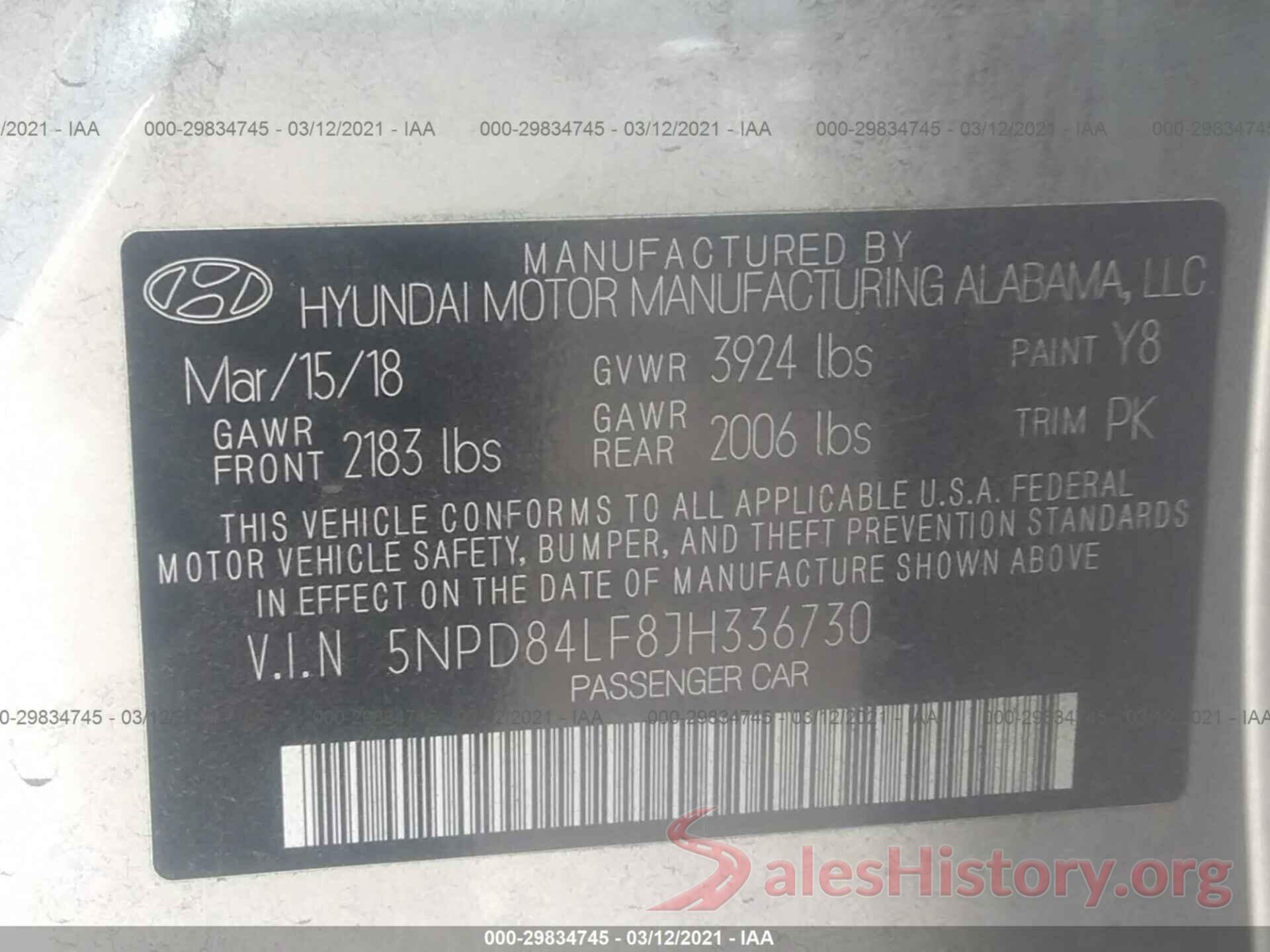 5NPD84LF8JH336730 2018 HYUNDAI ELANTRA