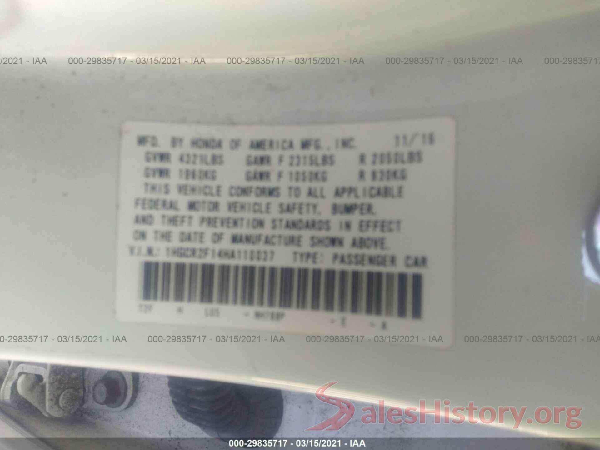 1HGCR2F14HA110037 2017 HONDA ACCORD SEDAN