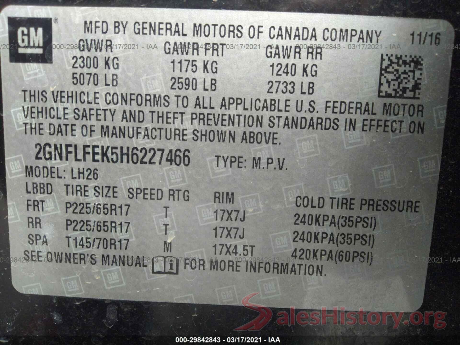 2GNFLFEK5H6227466 2017 CHEVROLET EQUINOX