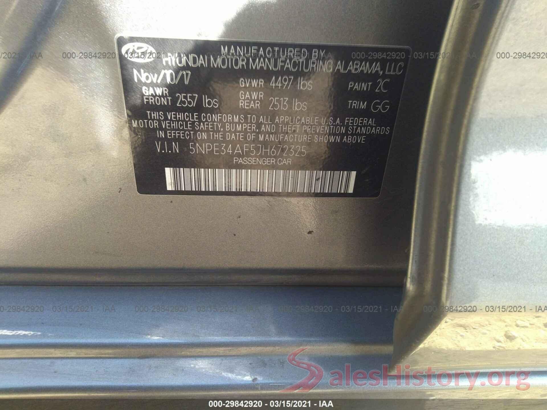 5NPE34AF5JH672325 2018 HYUNDAI SONATA