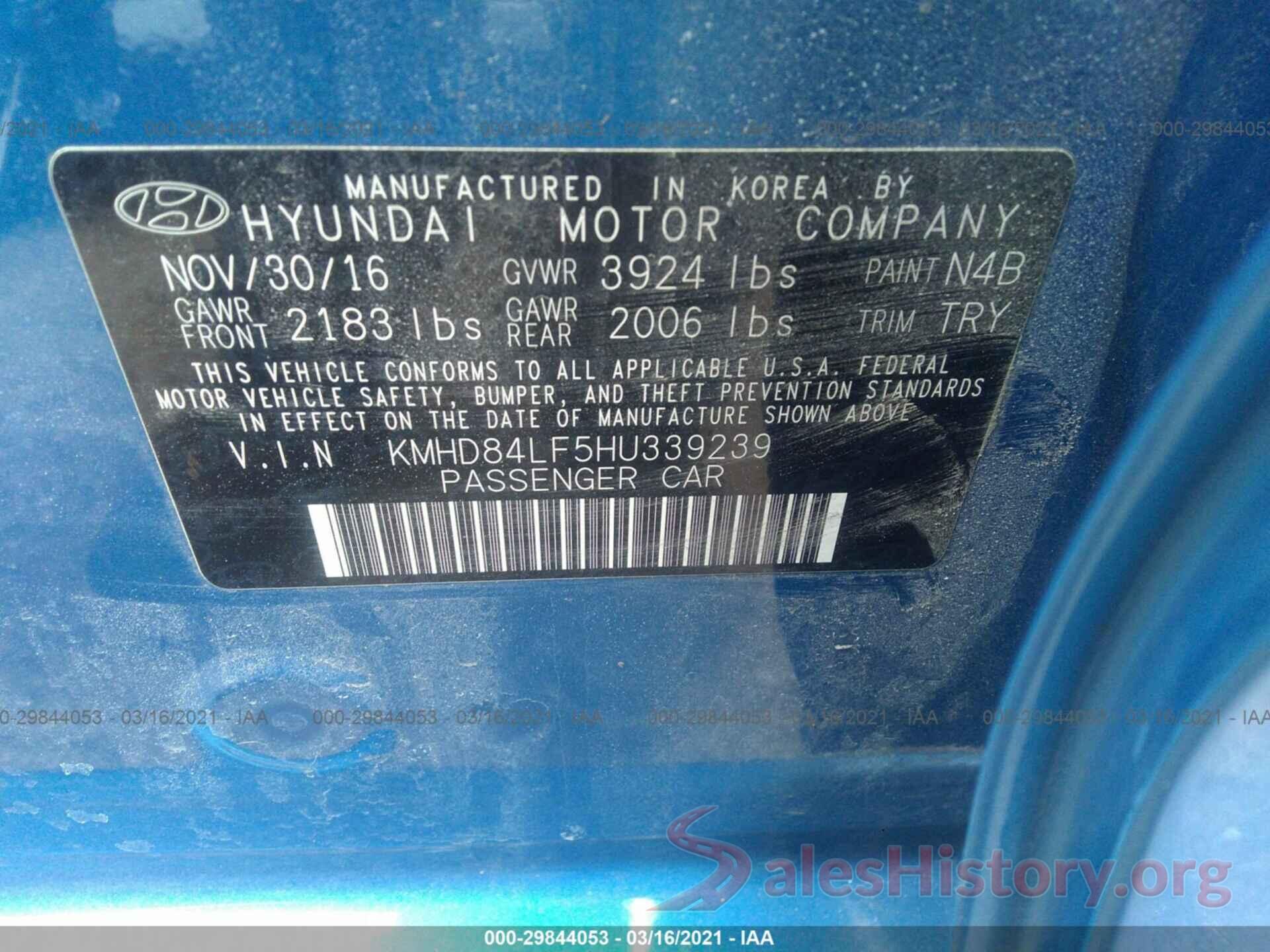 KMHD84LF5HU339239 2017 HYUNDAI ELANTRA