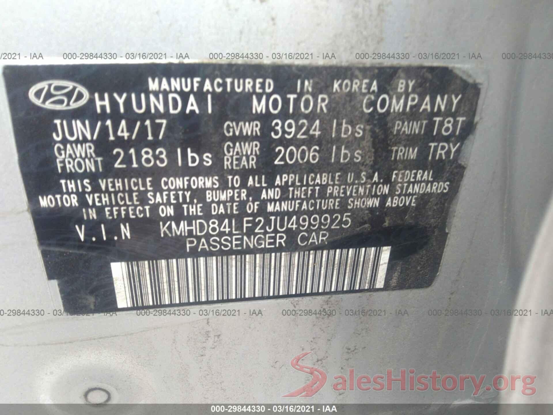 KMHD84LF2JU499925 2018 HYUNDAI ELANTRA