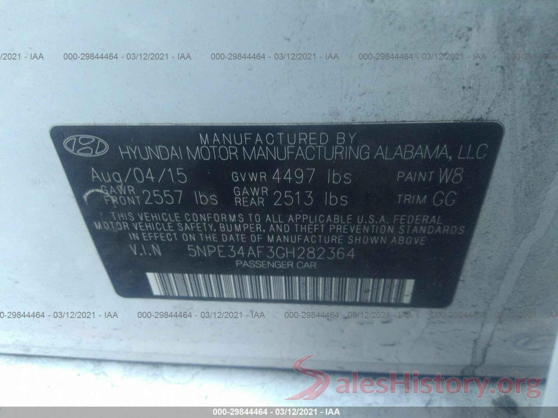 5NPE34AF3GH282364 2016 HYUNDAI SONATA