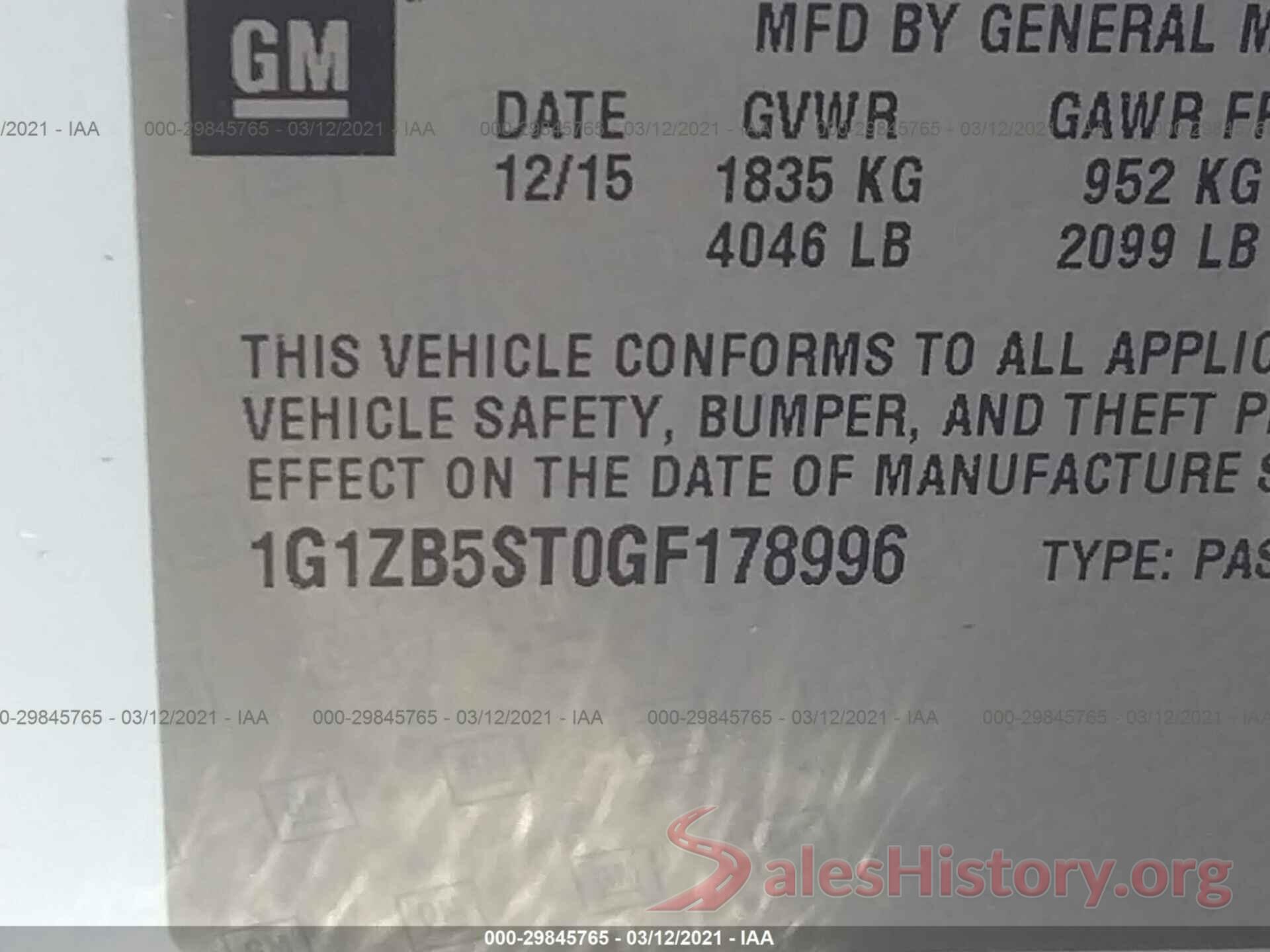 1G1ZB5ST0GF178996 2016 CHEVROLET MALIBU