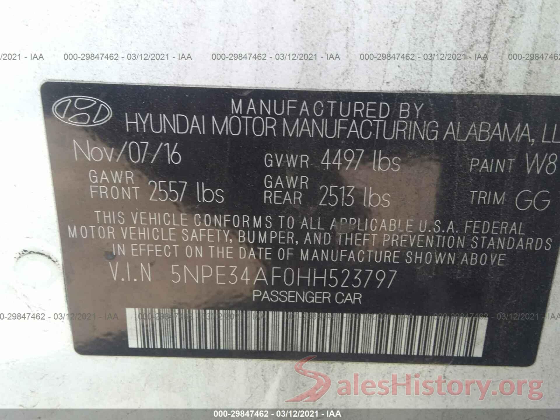 5NPE34AF0HH523797 2017 HYUNDAI SONATA