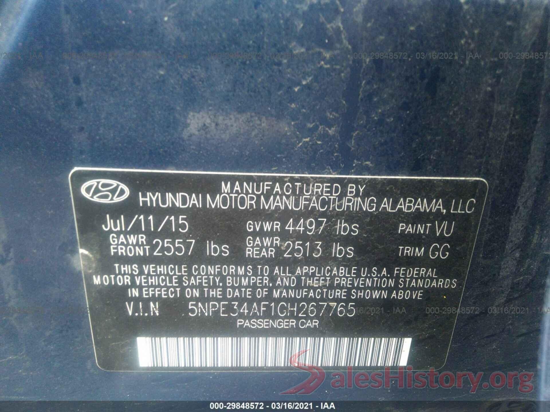 5NPE34AF1GH267765 2016 HYUNDAI SONATA