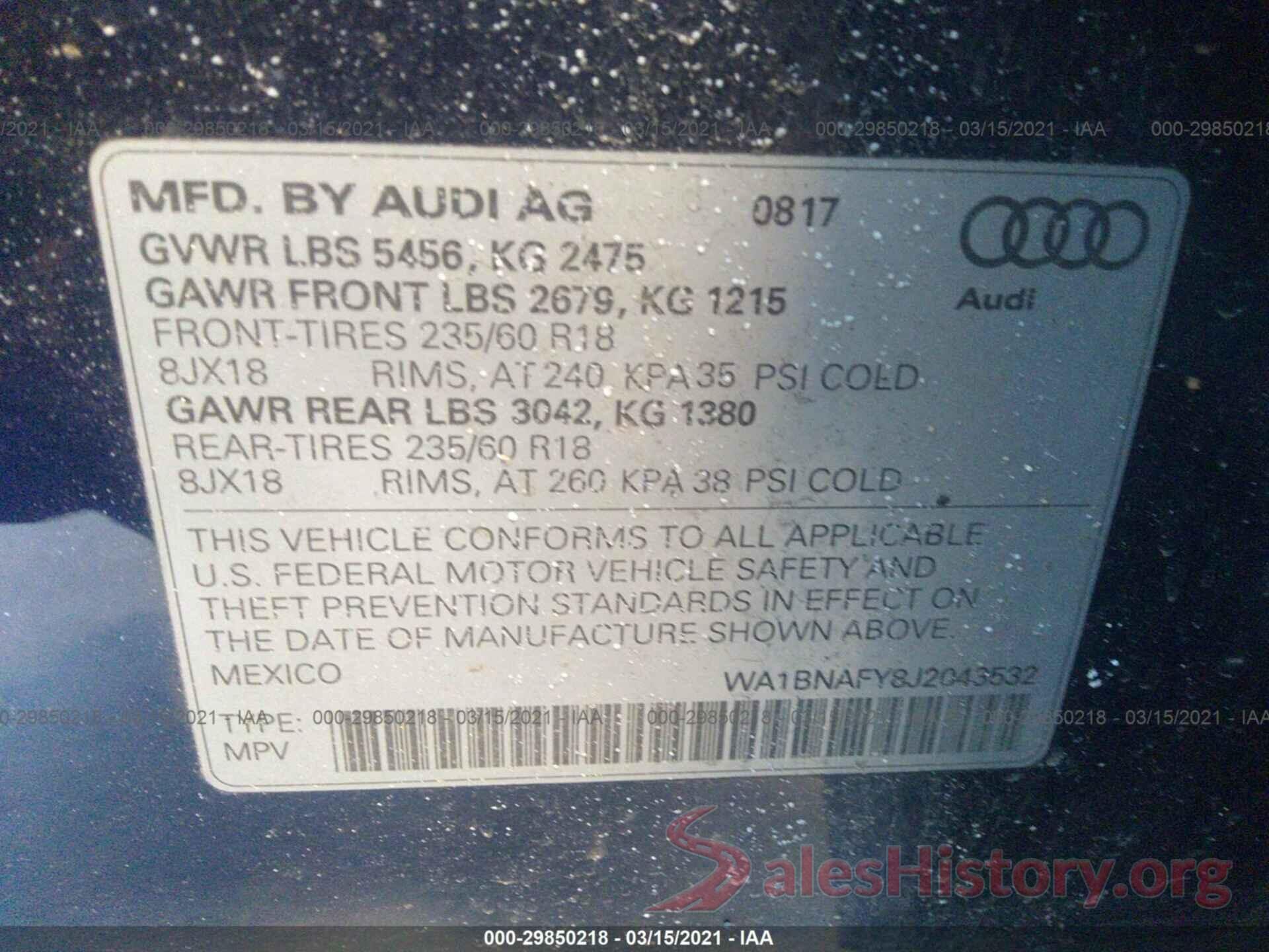 WA1BNAFY8J2043532 2018 AUDI Q5