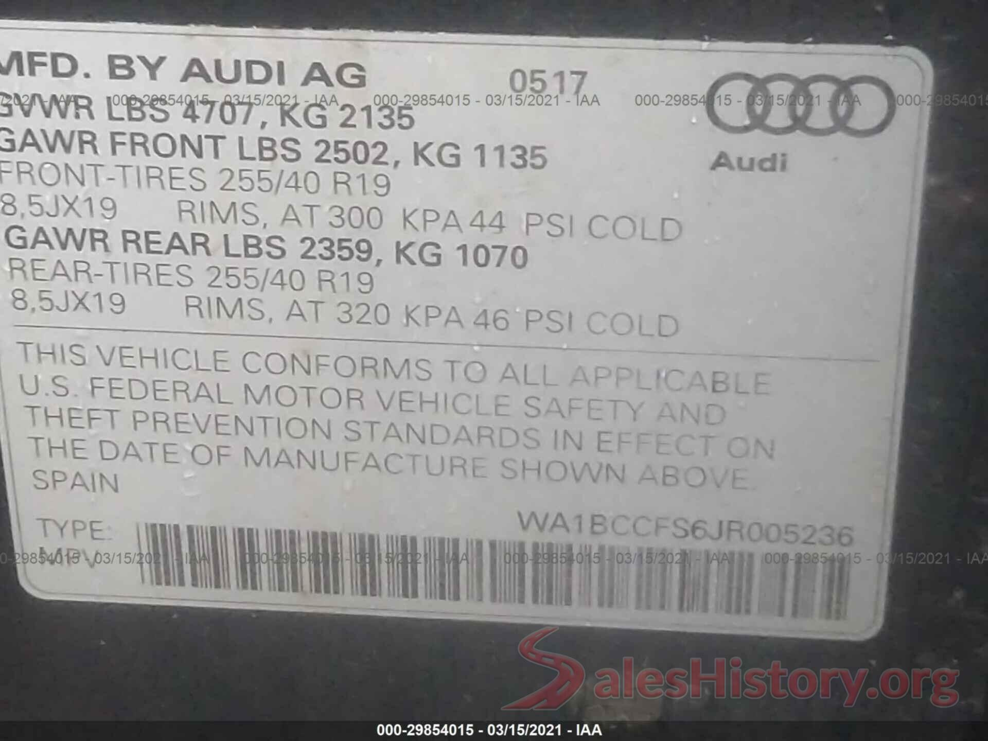 WA1BCCFS6JR005236 2018 AUDI Q3