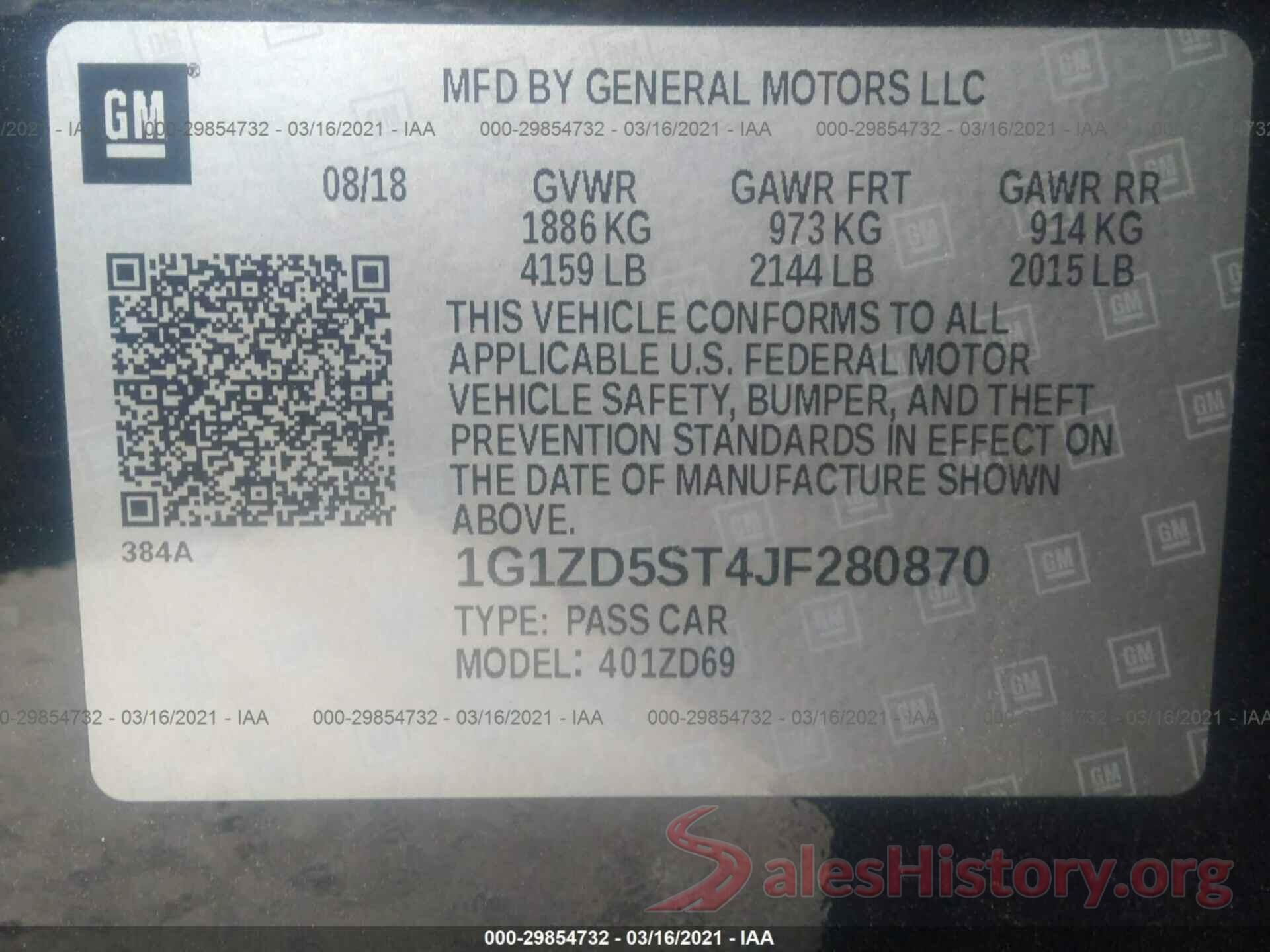 1G1ZD5ST4JF280870 2018 CHEVROLET MALIBU