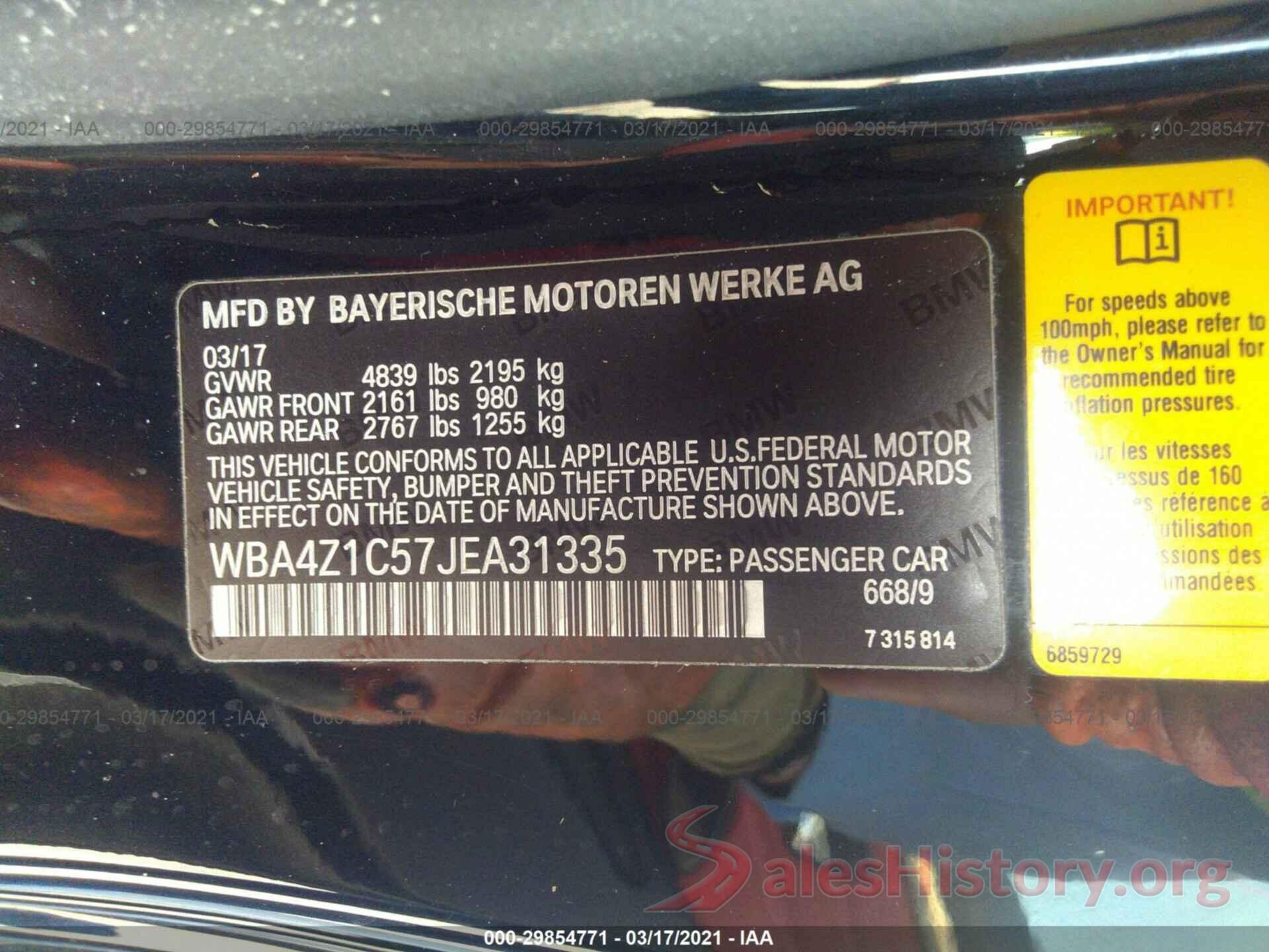 WBA4Z1C57JEA31335 2018 BMW 4 SERIES