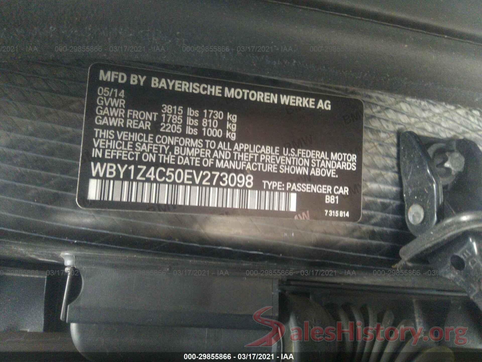 WBY1Z4C50EV273098 2014 BMW I3