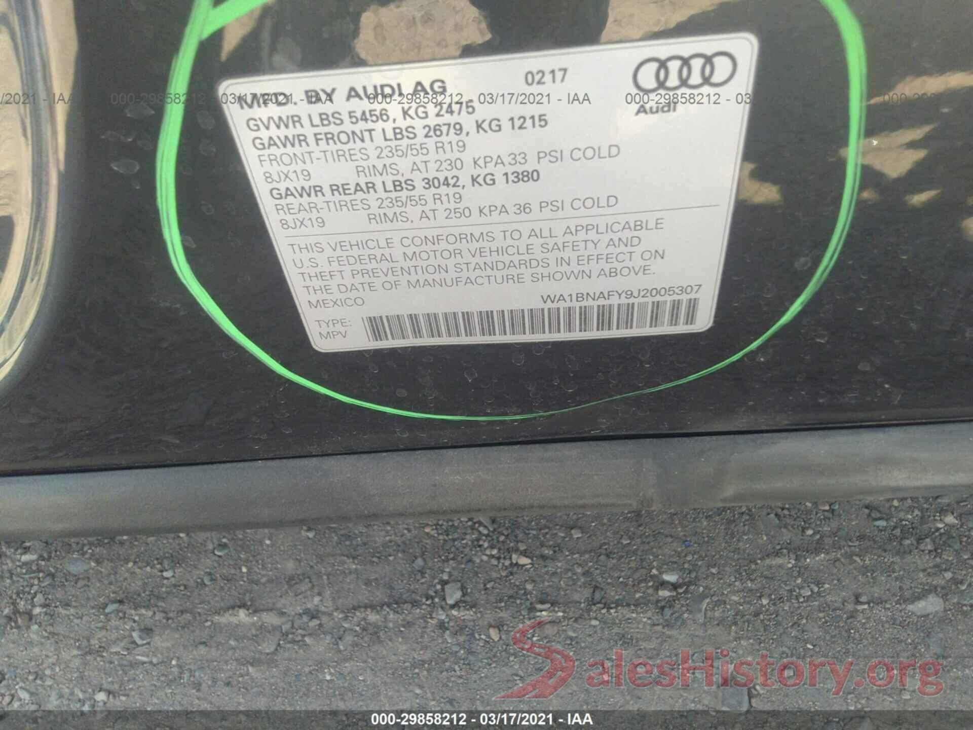 WA1BNAFY9J2005307 2018 AUDI Q5