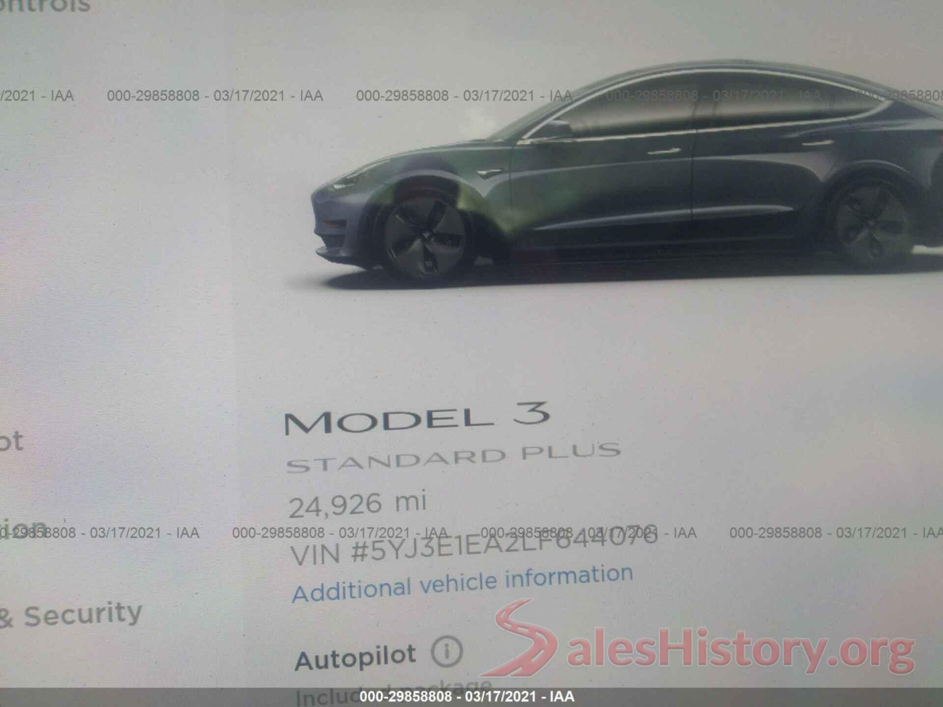 5YJ3E1EA2LF644076 2020 TESLA MODEL 3