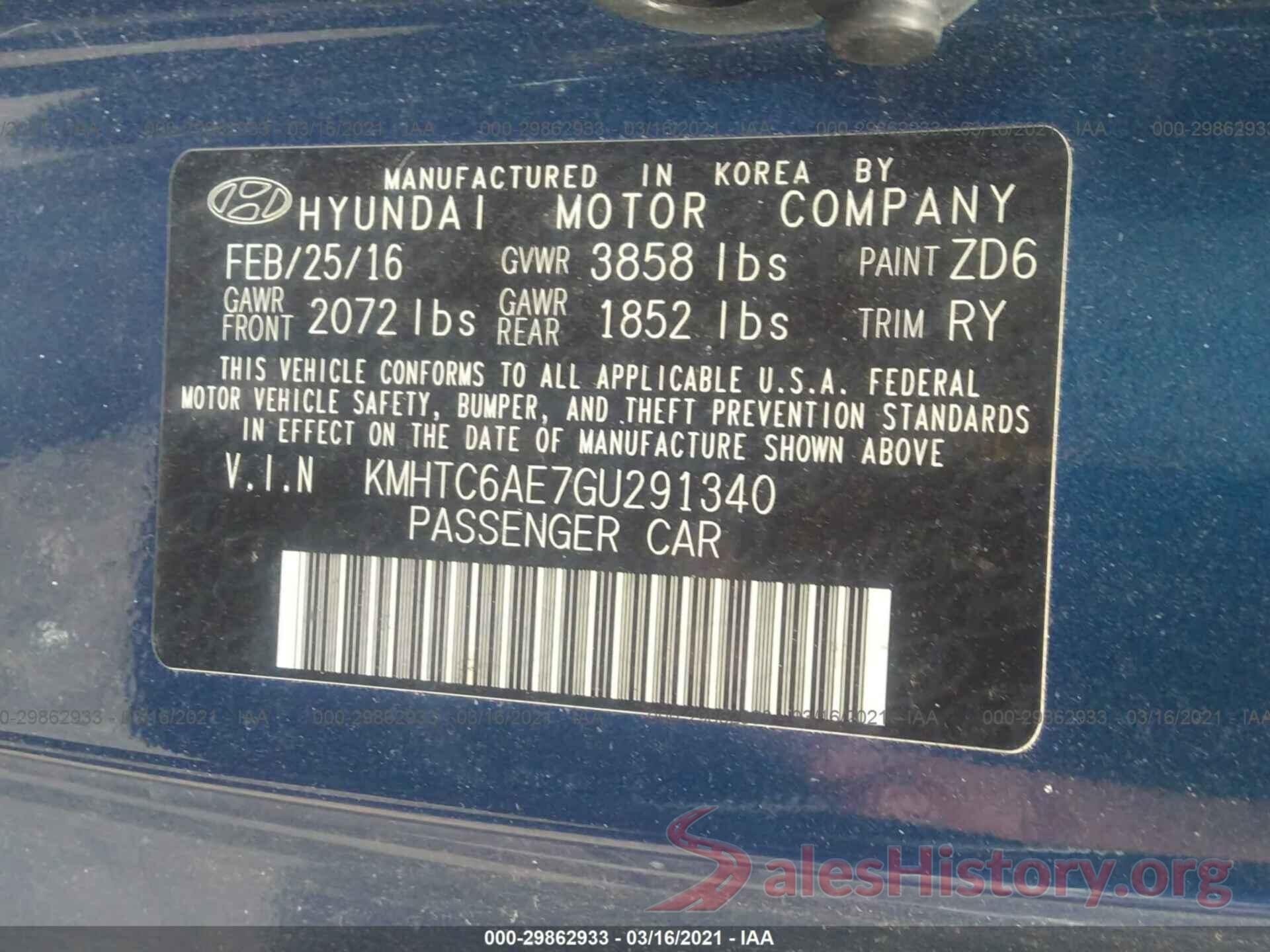 KMHTC6AE7GU291340 2016 HYUNDAI VELOSTER