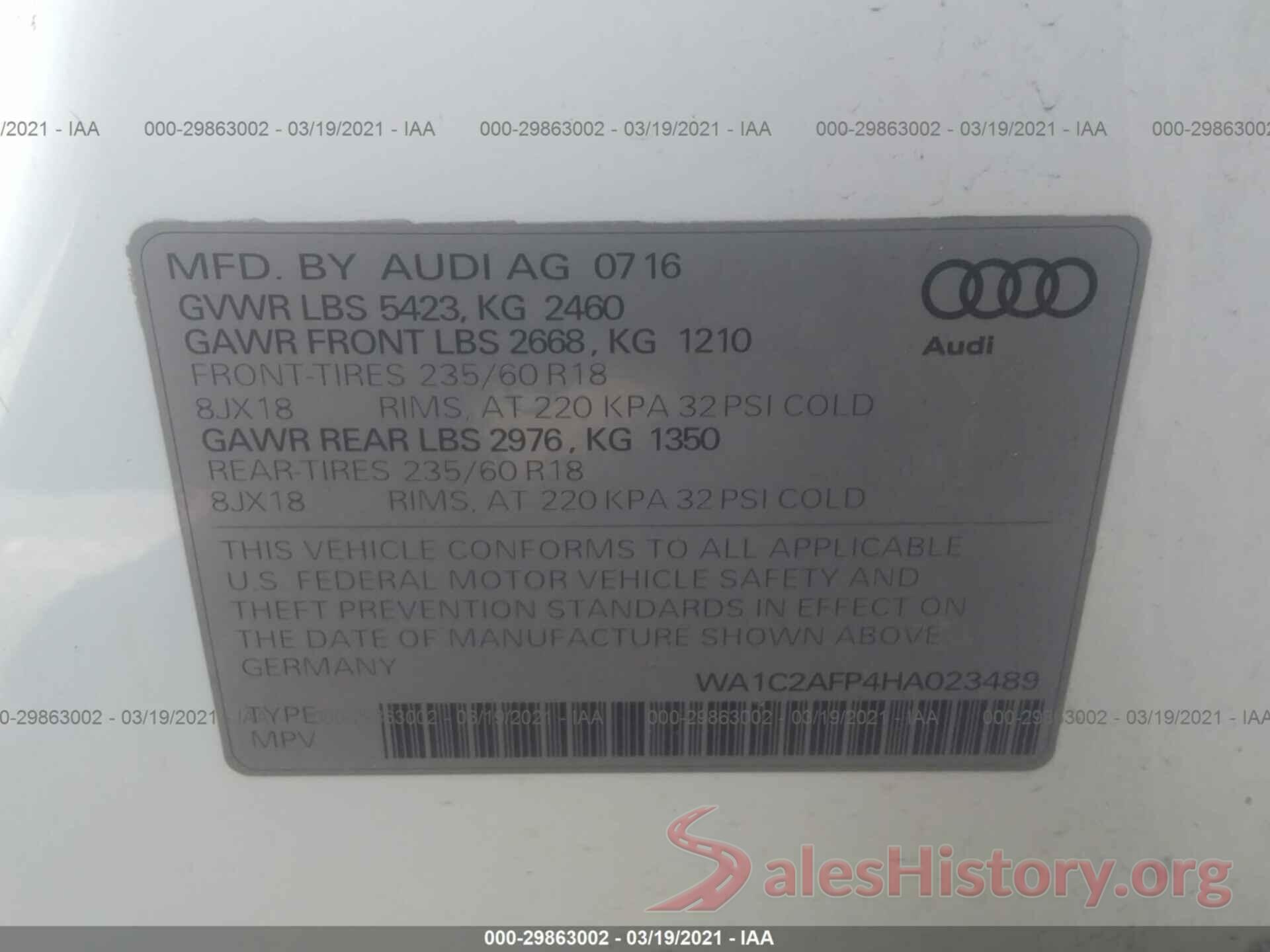 WA1C2AFP4HA023489 2017 AUDI Q5