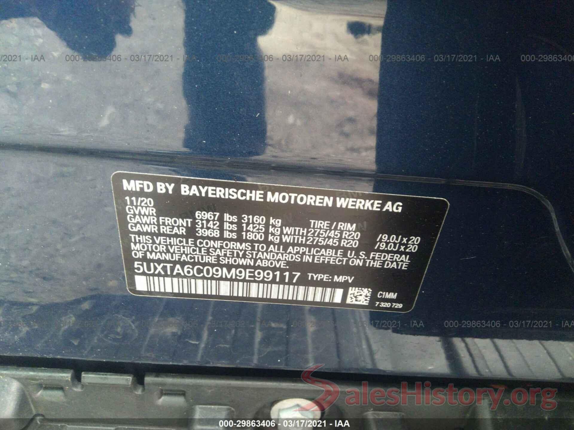 5UXTA6C09M9E99117 2021 BMW X5