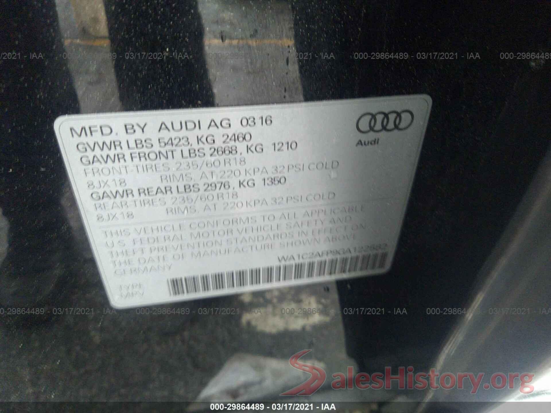 WA1C2AFP9GA122582 2016 AUDI Q5