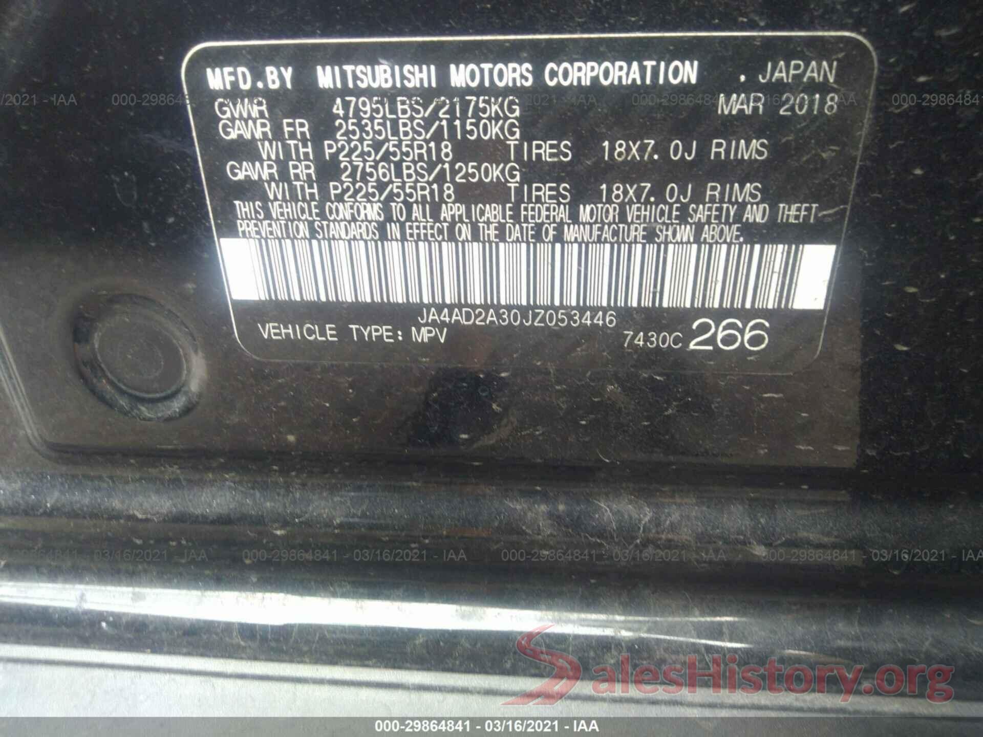 JA4AD2A30JZ053446 2018 MITSUBISHI OUTLANDER