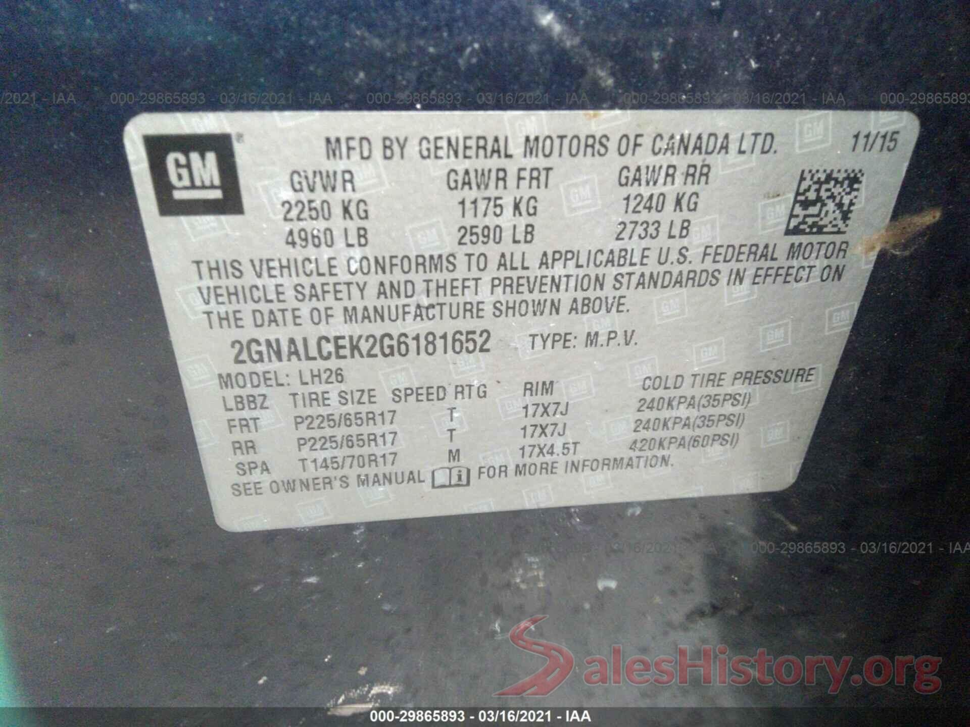 2GNALCEK2G6181652 2016 CHEVROLET EQUINOX