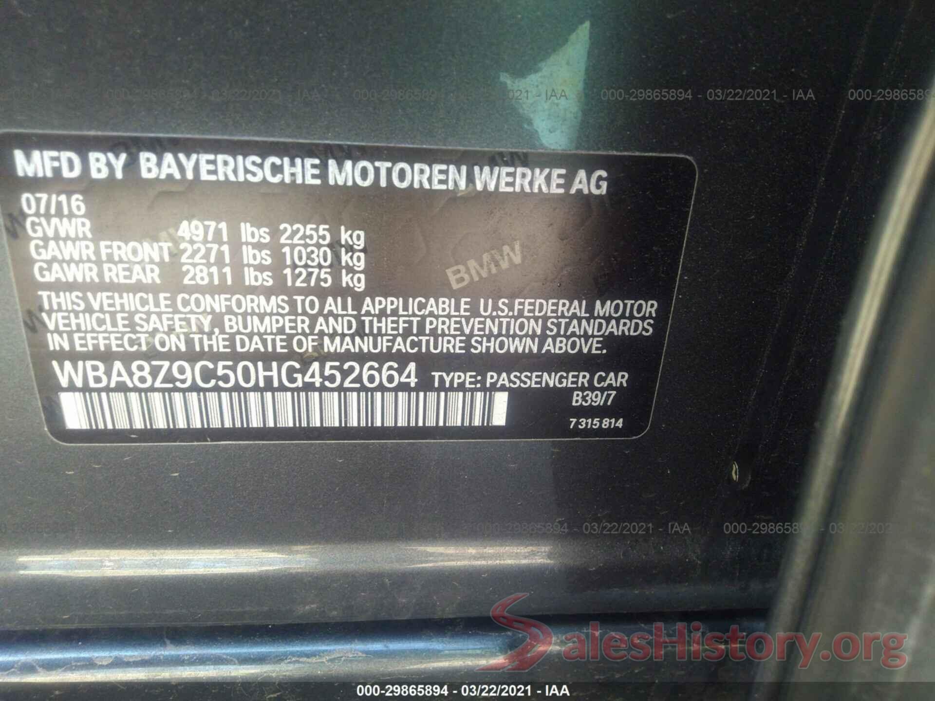 WBA8Z9C50HG452664 2017 BMW 3 SERIES