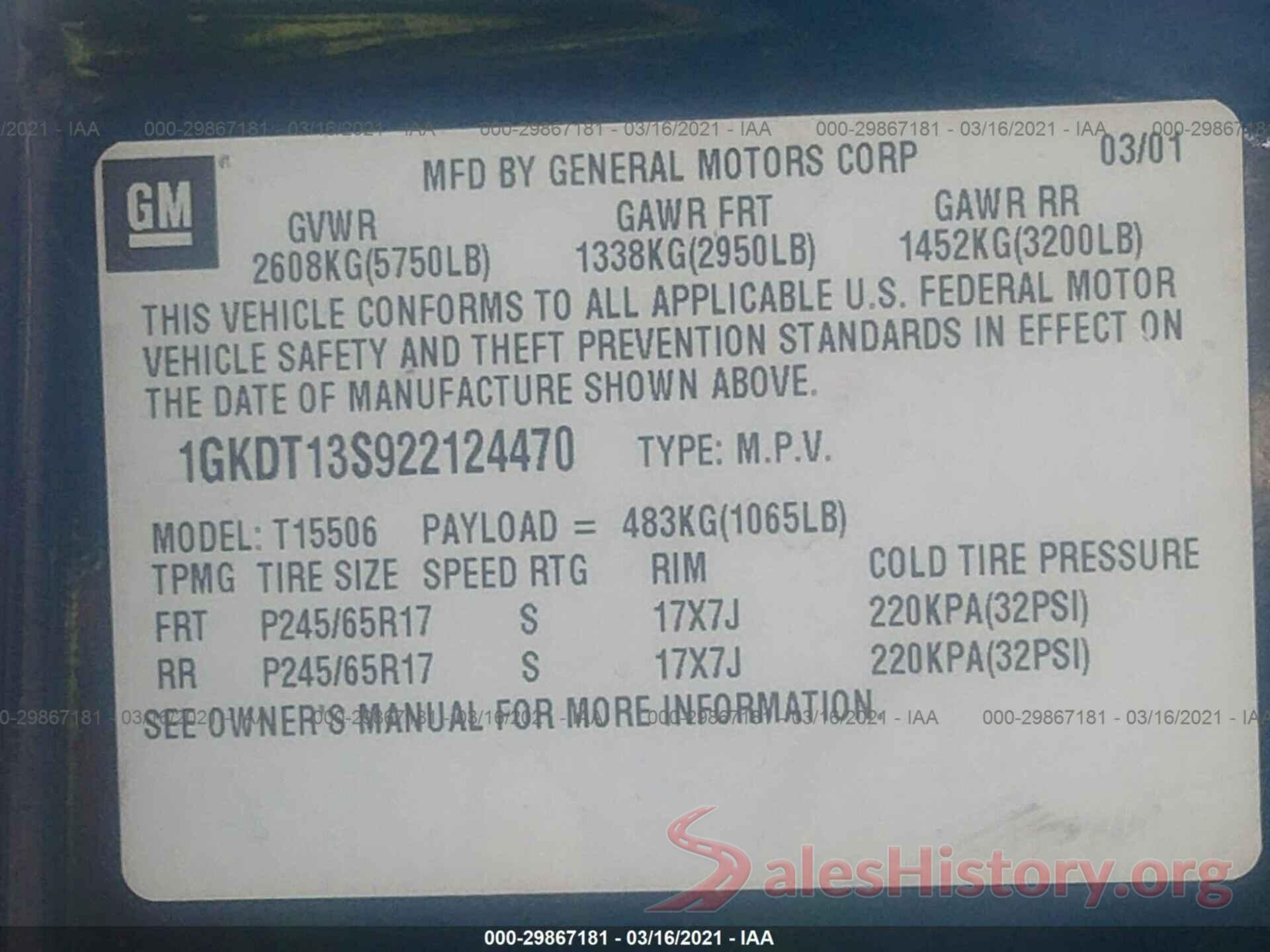 2T1BURHE3GC504740 2002 GMC ENVOY